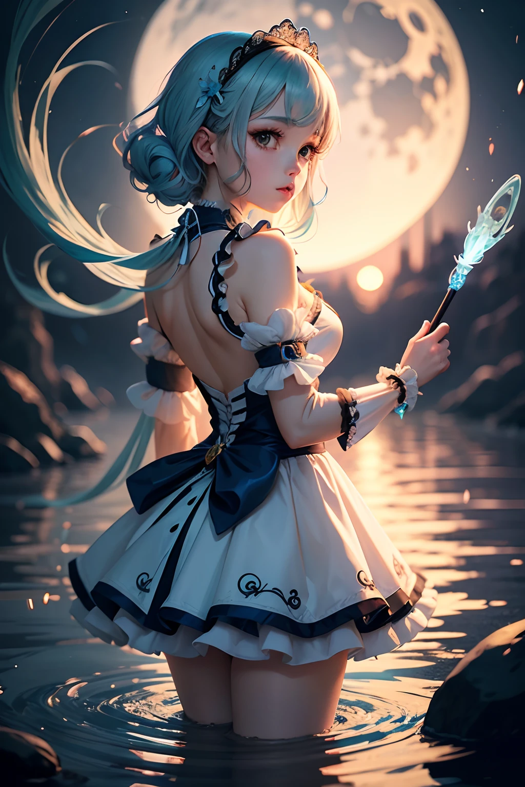 (cancer zodiac) there is a woman with grey glowing cyan hair on underwater with glowing cyan fish, spider arm attatched on back, anime girl cosplay, anime girl in real life, anime style mixed with fujifilm, portrait of magical ta girl, cute kawaii girl, anime cosplay, beautiful anime style, lolityle, anime style, cute anime girl, beautiful anime girl, artwork in the style of guweiz, night background with moon