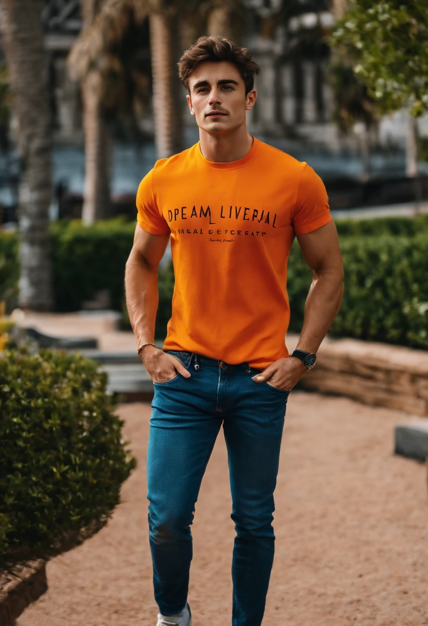 Muscular Charles Leclerc in a T-shirt and jeans The Dream of Universal Gays