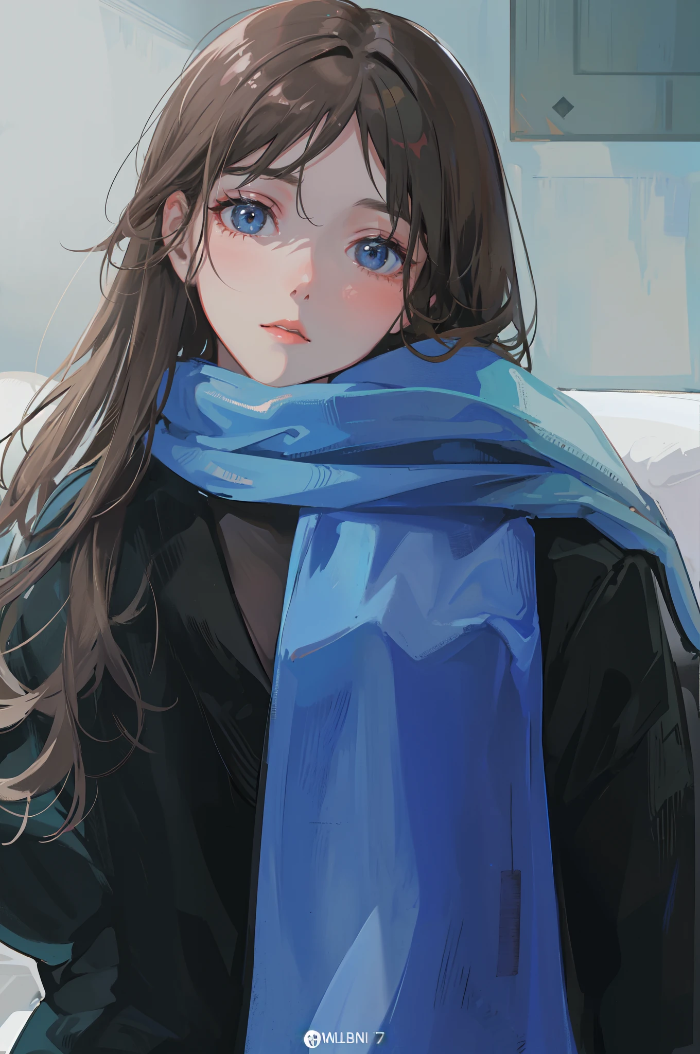 1girl,sitting on a cozy couch,crossing legs,soft light