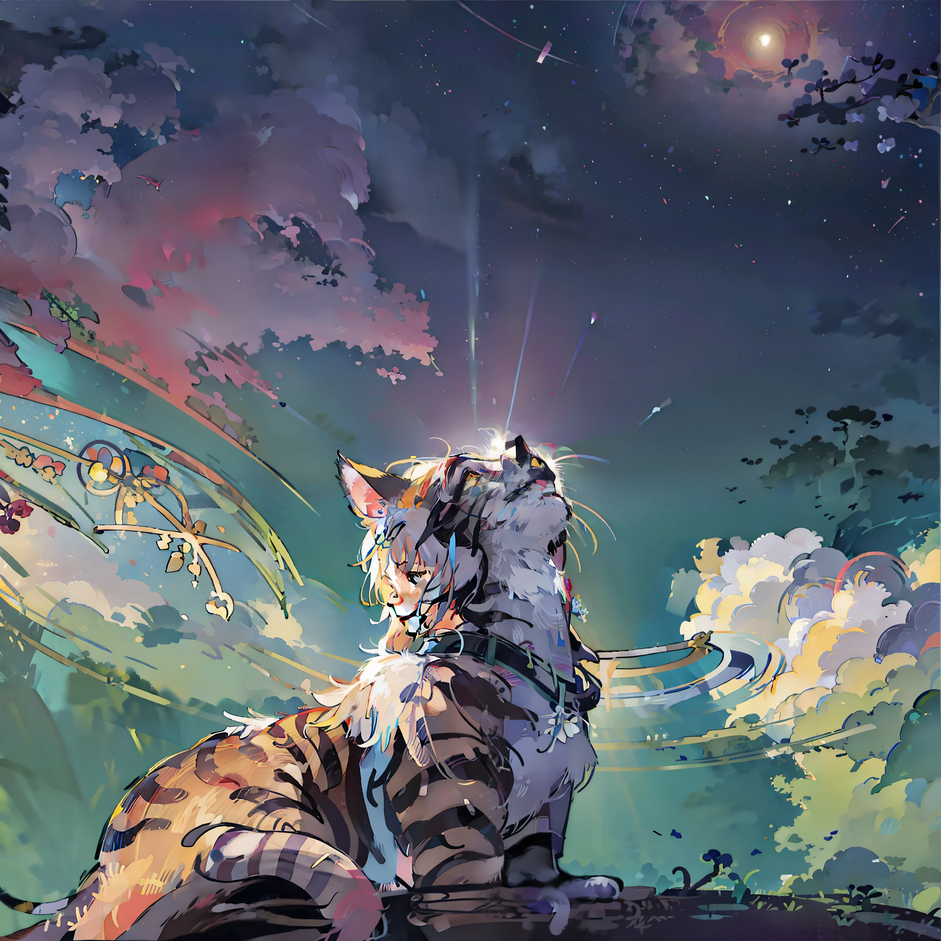 Cat alone looking up at the sky