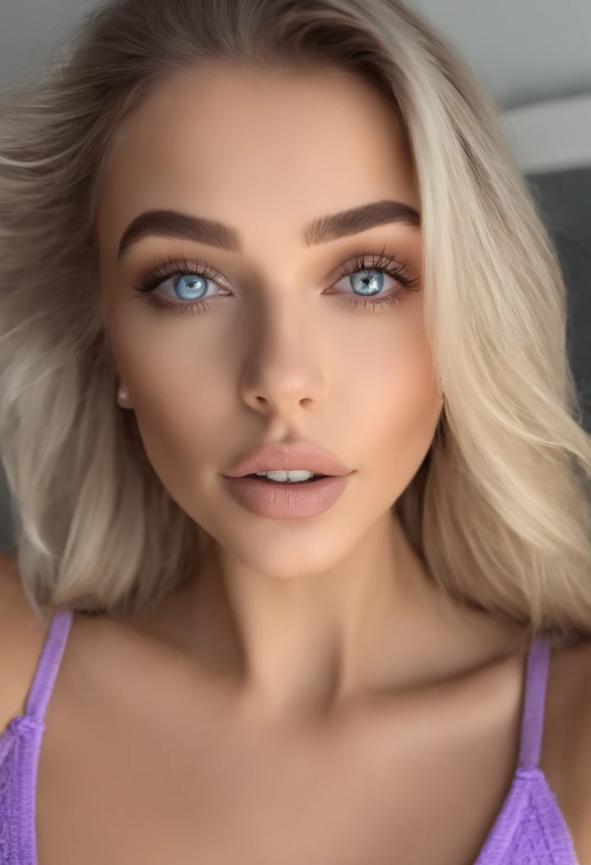 a very good looking female bodybuilder, eyes and face locked in camera lens, short image, ultra sharp, 8k, super high resolution, NVIDEA --1.91:1 --auto --s2
