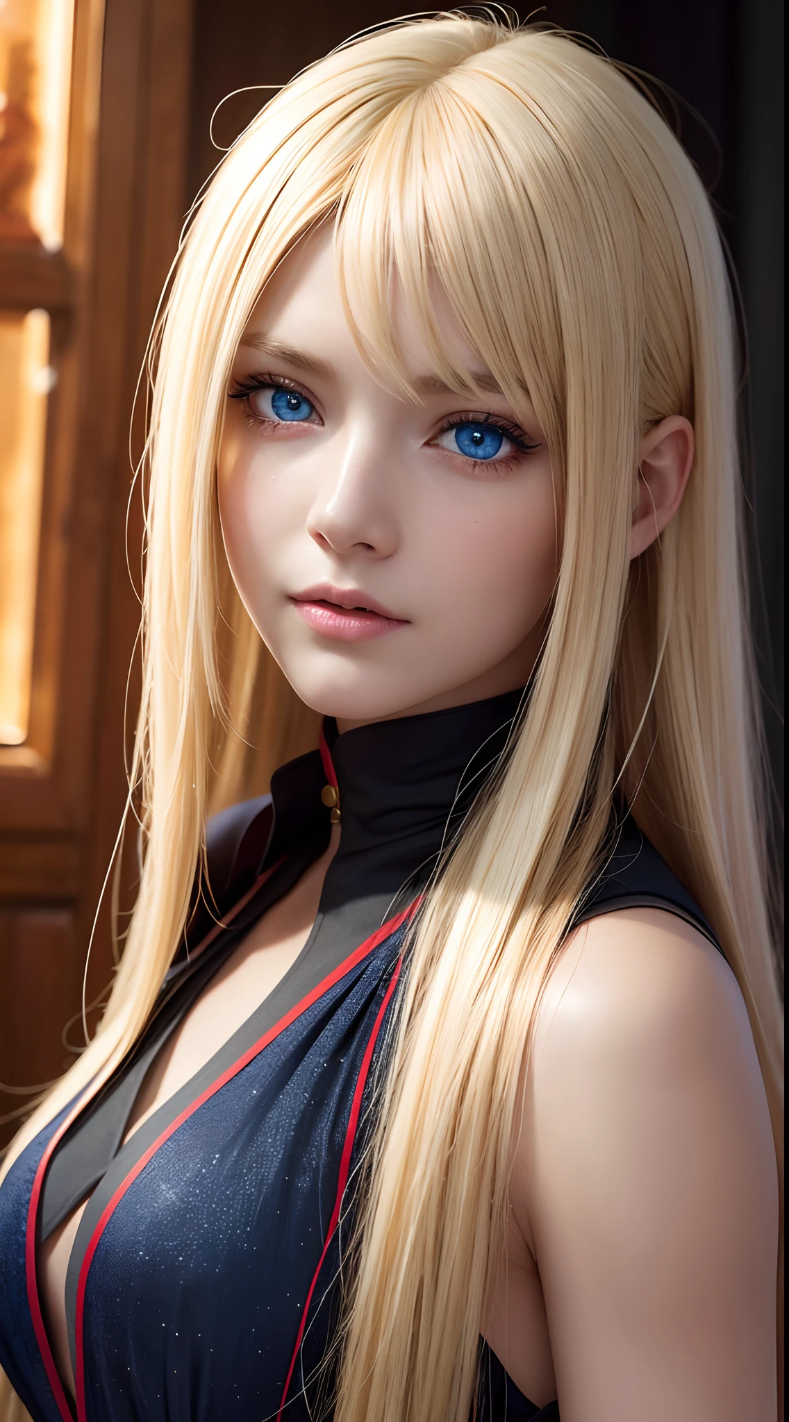 Marie rose, Blonde hair, masterpiece, pixie hair-cut, short hair, 1 beautiful girls, detailed, Swollen eyes, top-quality, 超A high resolution, (Realistis: 1.4), Original Photographs, 1girl in, 电影灯光, (A smile:0.6), Asian Beauty, Korean, Proper, very extremely beautiful, Slightly younger face, Beautiful skins, Slender body, big breast, Black sweater, cyberpunk backgrounds, (A hyper-realistic), (illustration), (high resolution), (8K), (Highly detailed), (The best illustrations), (beautifully detailed eyes), (ultra-detailer), (wall-paper), (详细的脸), looking at the viewers, fine detailed, A detailed face、deep-shadows、Unobtrusive、pureerosfaceace_v1、46-point diagonal bangs, Facing straight ahead, Neat Clothing , Blue colored eyes, Blonde hair, masterpiece, pixie hair-cut, short hair,