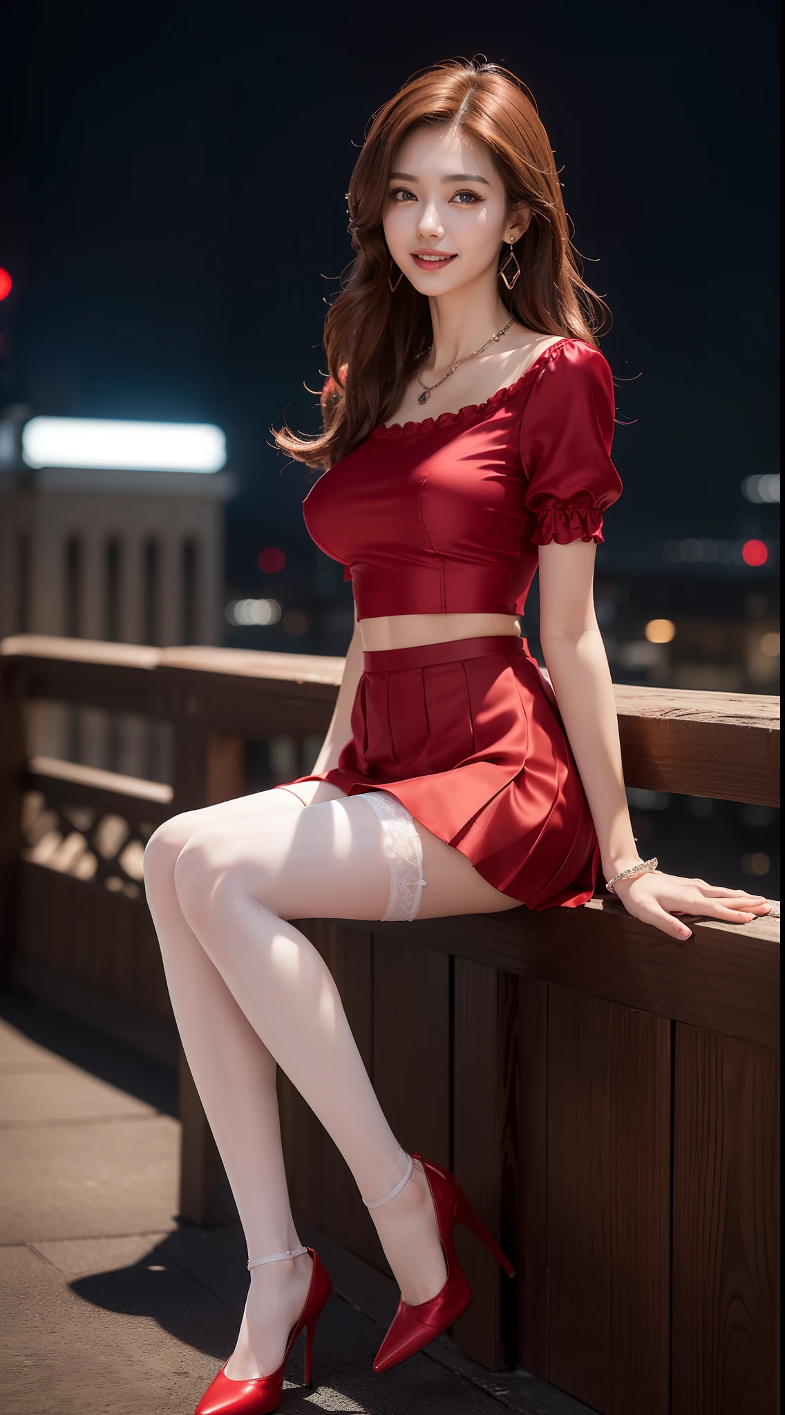 Raw photography, top-quality, masterpiece, extremely delicate and beautiful, ighly detailed, nffsw, Unity, 8k wallpaper, amazingly detail, detaile, masterpiece, top-quality, Official art, Highly detailed ticker Unity 8k wallpaper, ultra-detailliert, hight resolution, ighly detailed, Clair, Focus, (top-quality), (realisitic, Photorealsitic:1.6), 8K, Soft lighting, hightquality, lighting like a movie, 1girl in, central, full body Esbian, redhair, (perspiring:1), Perfect fingers、length hair、(((Climbing stairs)))、((low angle shot))、((Pleated miniskirt))