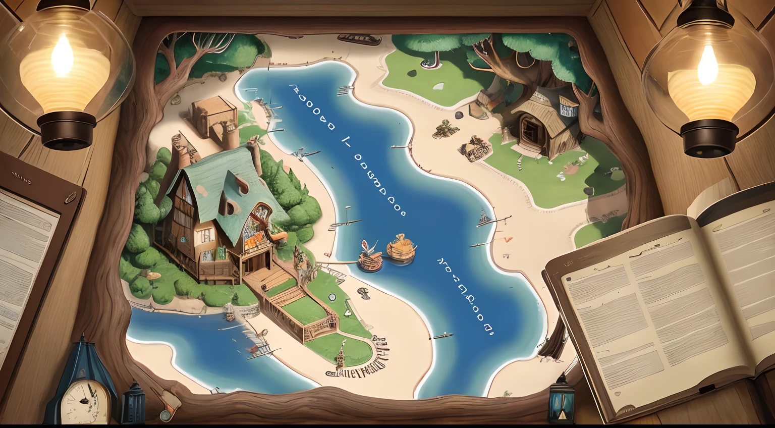 Sparky's treehouse with the discovery of the map.