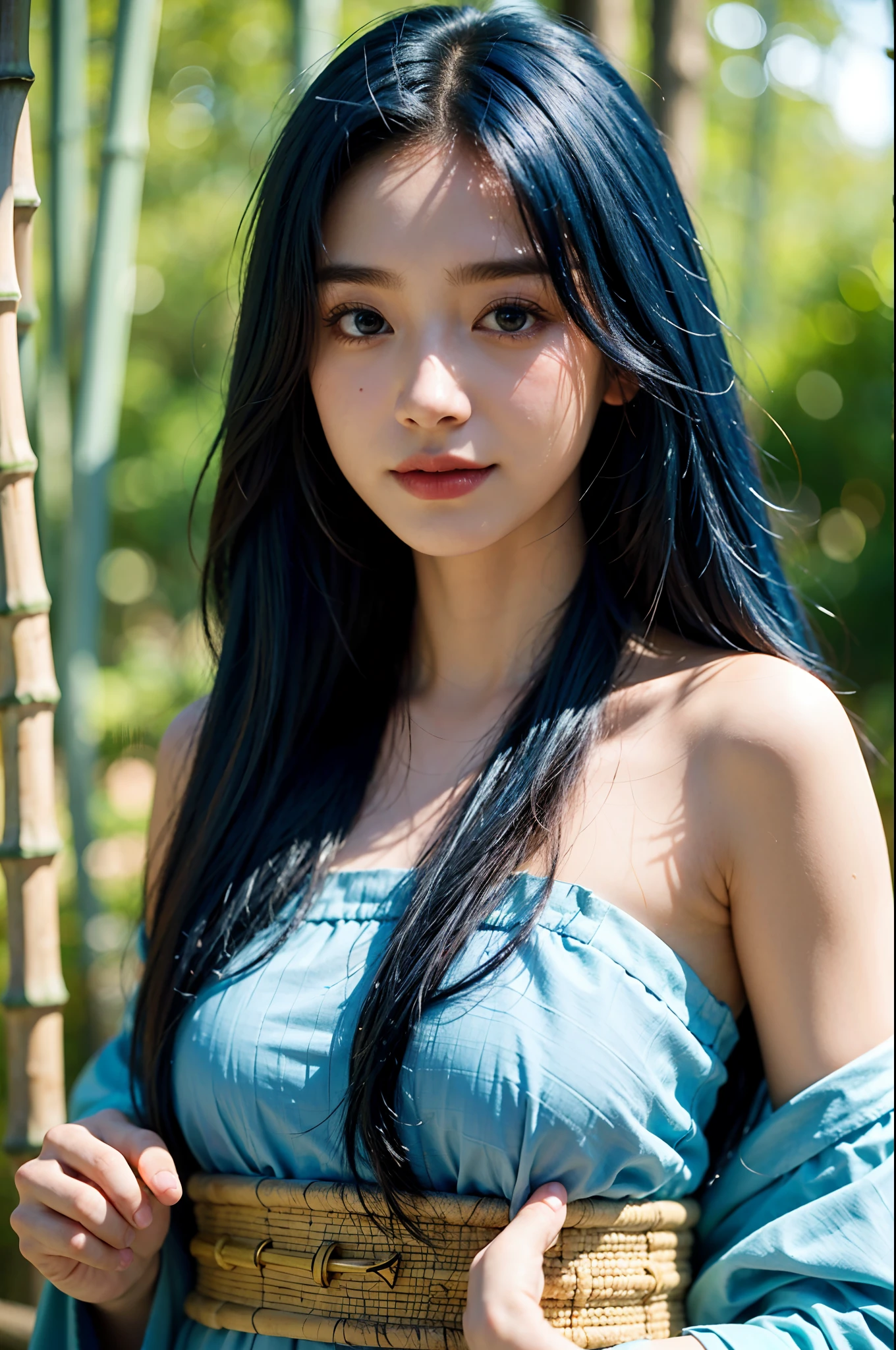 ((((nude)))),(Absurd, High resolution, Very detailed), masterpiece, Hinata(bolt), ((alone)), One Girl,Medium Chest, purple long victorian dress, Mouth closed, (((Long Hair))),Are standing, Bodice and skirt patterns, Frilled Skirt, Race, Flashing blinking effect, (((Detailed lips))), garden, Pink and yellow flowers,  ((Realistic Skin)), Glowing Skin, ((Glossy Red Lips)), Purple eyes, Portraiture, beautiful, smile, (((Dark blue hair))), Bust Crop, Normal skin