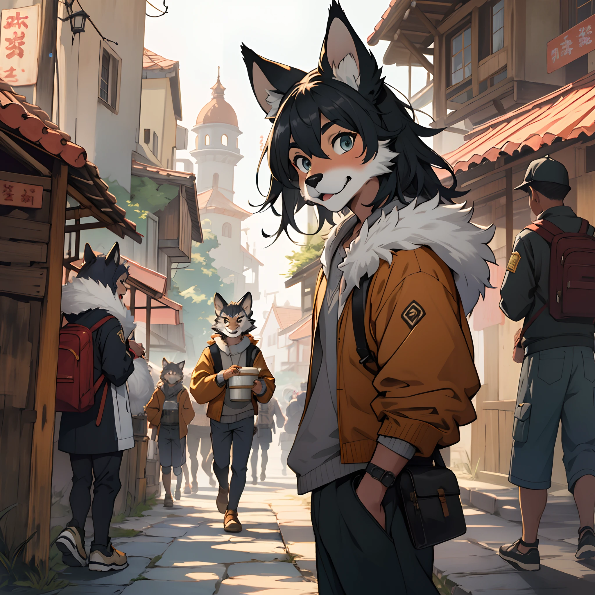 super high resolution, detailed background, World Heritage Site, 6+boys, 6+girls, Happy, joyful, absurdres(Photos of solo travelers)(kemono, furry anthro),