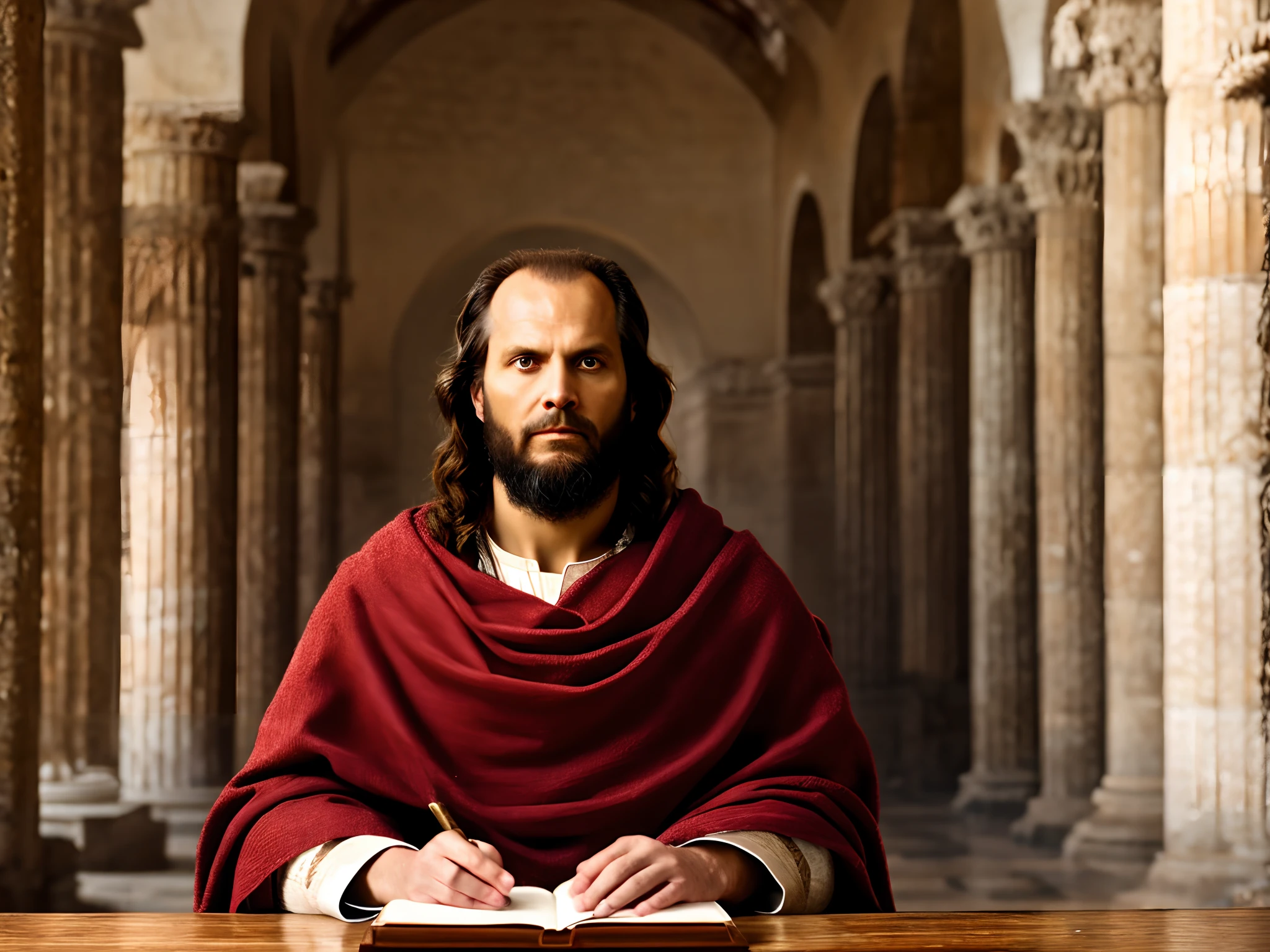 The apostle Paul looked at the screen, Long clothes, religion, Ultra photo realsisim