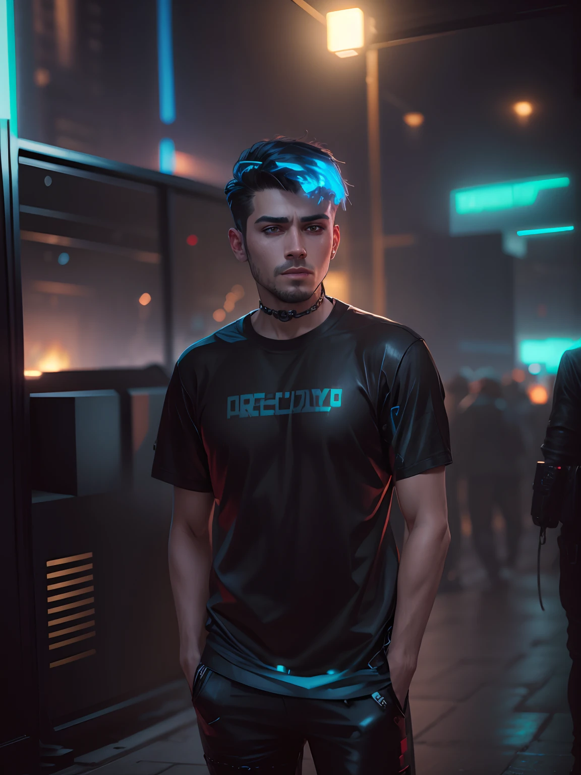 chains background cyberpunk handsome boy. realistic face, 8k, Ultra realistic