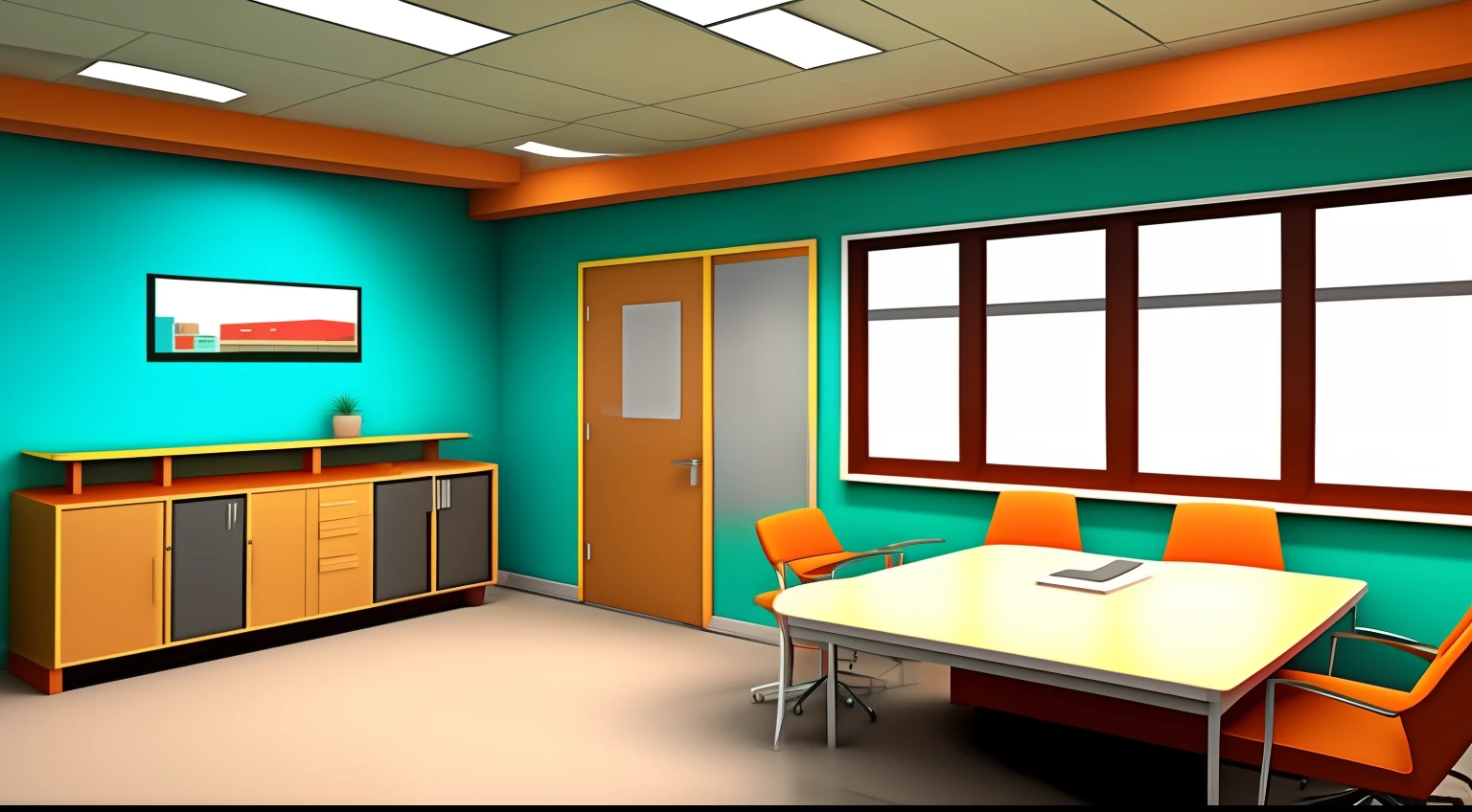 cartoon office room interior