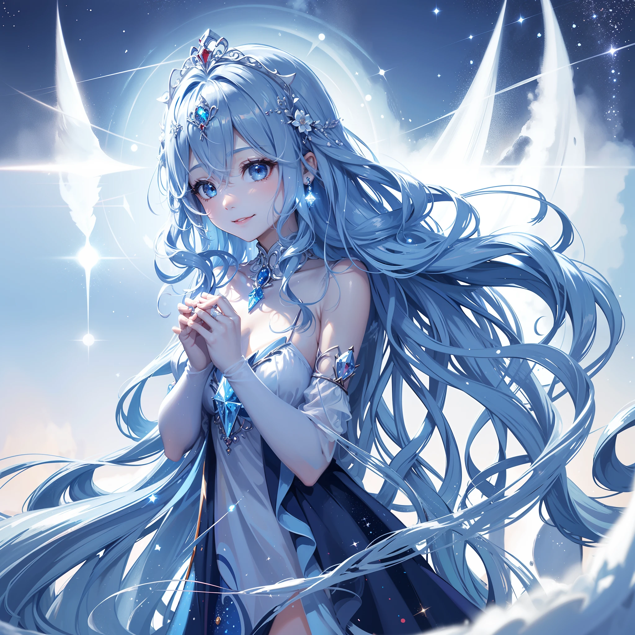 Super Idol a beauty girl A charming smile sky blue hair length hair Bright red and white costume Mystical Fantasia constellation a moon Crystal brilliance
Spirit of Polar Light
World of ice and snow
The power of light and magic
Guardian of nature
Symbol of good luck or blessing
Butoh and music
Fantastic existence
Polar Fairy
Arctic and Antarctic
Beauty and mystique