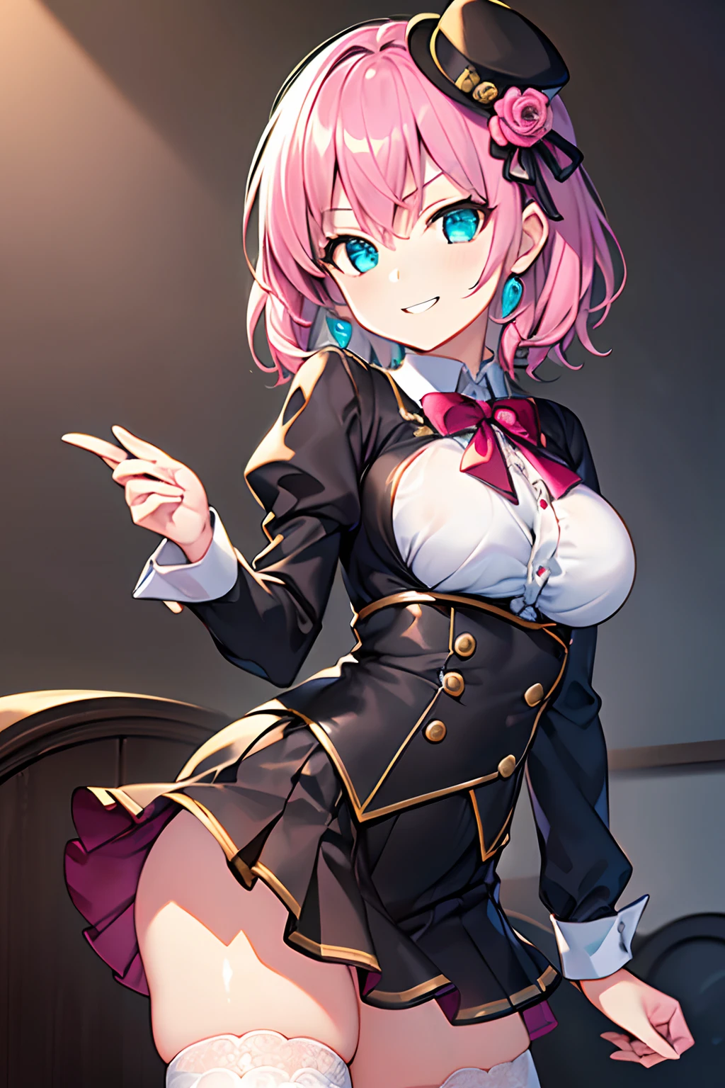 (masutepiece, Transparent air, 透明なThe eye,Best Quality, Perfect Anatomy, High quality:1.4), absurderes, absolutely resolution, unbelievable Ridiculous, hight resolution, ultra-detailliert, Official art, Unity 8k壁纸, Kinetic typography,nice hAnd, Perfect hAnds, Boobs Boobs Detailed Beautiful HAnds, Large_filesize, fulcolor, hight resolution, symmetric, exceptional, Best aesthetic, newest, Anime, very beautiful detailed body,The hair,faces,The eye, BREAK, 1 beautiful girl, 1girl in, (Cute:1.5),(Cool:0.8), (Beauty:1.5),(Chibi:0.5), (17 years old girl), (girl, Older sister, Unclear, 日本の綺麗なfaces:1.2) BREAK, (詳細なThe eye,ツリThe eye:1.2),(銀色のThe hairを,お団子の長いThe hair,Breasts And breasts decorated:1.8), 星のThe eyeのシルエット 太いまつげ, naked boobs double eyelids:1.2), cleavage,Swaying udder, Clear skin, Beautiful skin, Shy, Erect ,Clear skin, Beautiful skin, Shy, gleaming skin,(最高品質のfaces),(最高品質の輝くThe eye),(最高の笑faces,:D:1.45)
BREAK,Indoor, (Narrow waist),
BREAK in gothic lolita dress, (Wearing (Pink:1.2) And (Black:0.8) doress (polka dot:1.2) And lace appliques:1.4), Wearing no sleeves And halter neck, Wearing short skirt with layers of lace And tulle, (Wearing Black gloves And Pink shoes with straps:1.4),
BREAK (Wearing Black hat with Pink bow:1.3),
BREAK (short Pink hair with spikes And bangs,
,BREAK, (colorful hairclip), ribbon, small breasts, look ahead, light blue jacket, white_shirt, skirt, happy,
speak into the microphone, sitting, holding a paper,
in recording booth, radio recording, desk, mic stand on the table, a glass and a paper on the table,, (((((head-on))))),Waterfall,depth of fields,
BREAK,wakame,wakame,wakame,(Cowboy Shot:1.4),
BREAK,(Blurry background:1.3),(absurderes, hight resolution, Super Detail Art),cel shading,Clear Color, Lonely optical effect, Beautiful pictures, Bright glow, mystic atmosphere,(Close-up of girl:1.1), Mystical light particle effect,manga influence, clean line drawings,