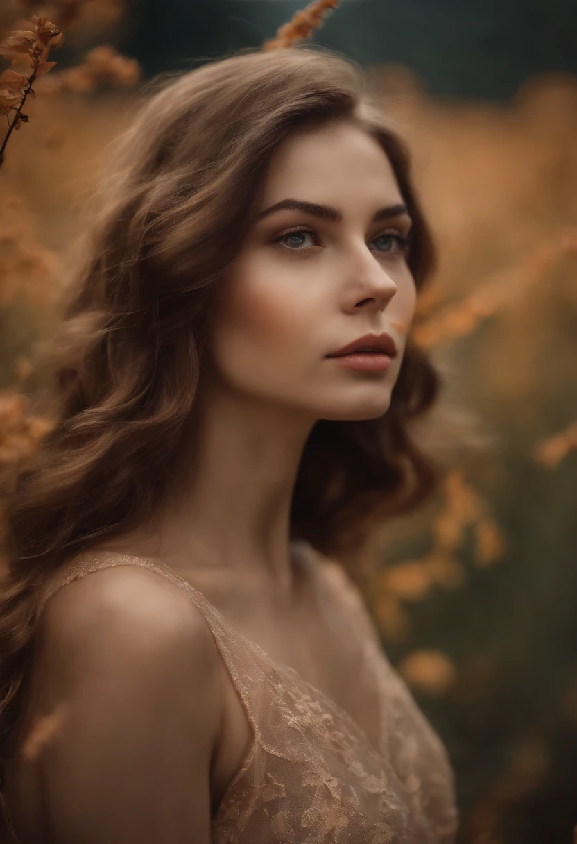 jeune femme, realiste, la peau tres blanche et de grand yeux noirs, des levres pulpeuses. elle est anorexique. Elle est nue