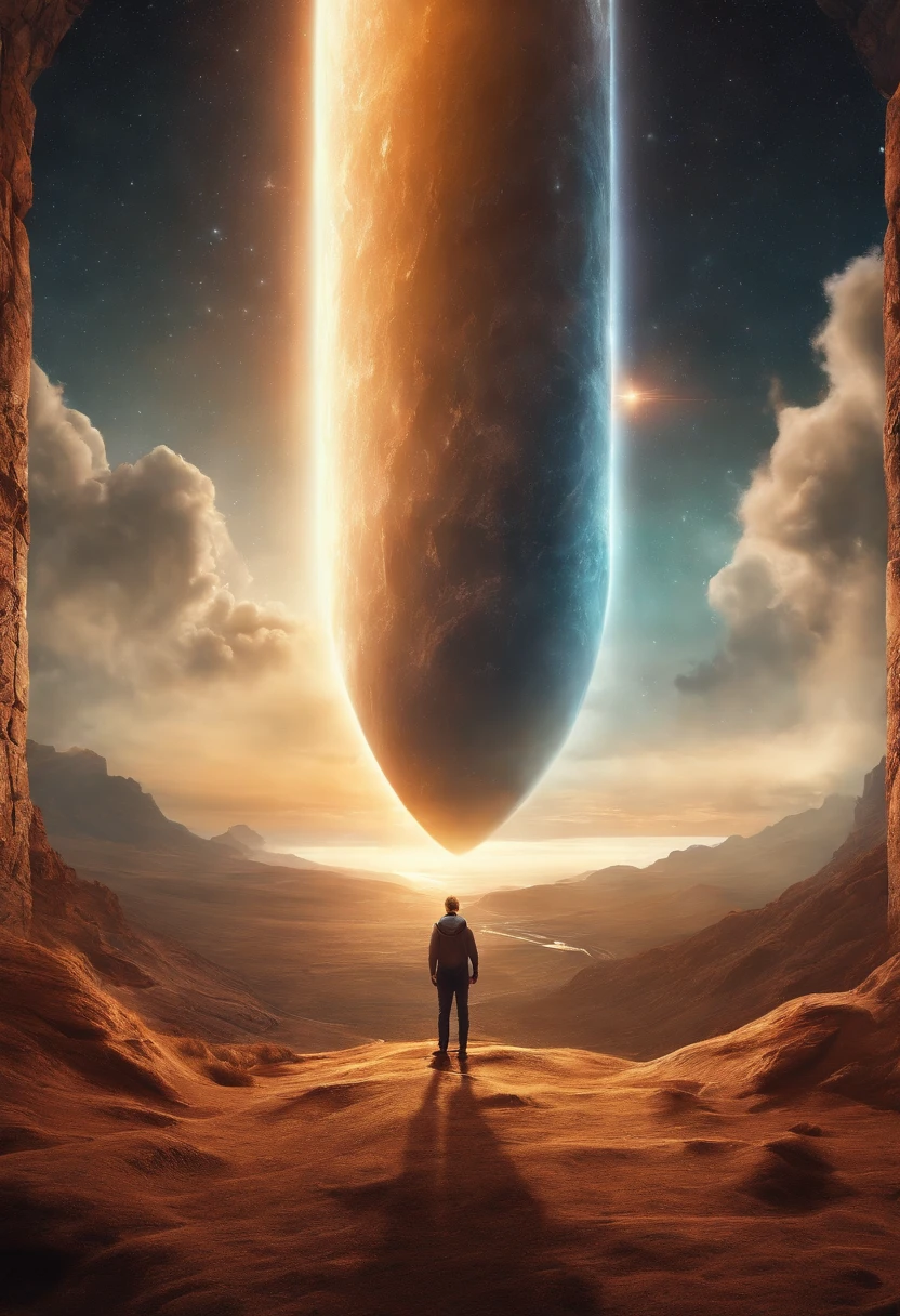Person, Stand in front of a space portal overlooking the sun, cyril rolando and goro fujita, portal to another universe, inspired by Cyril Rolando, Portal to another dimension, A WORLD, Only visible from the portal, high quality fantasy stock photo, Portal to another world, portal to outer space, in style of cyril rolando, A peek into space, universe, Magic Galaxy Portal, The Cycle of the Stars, god