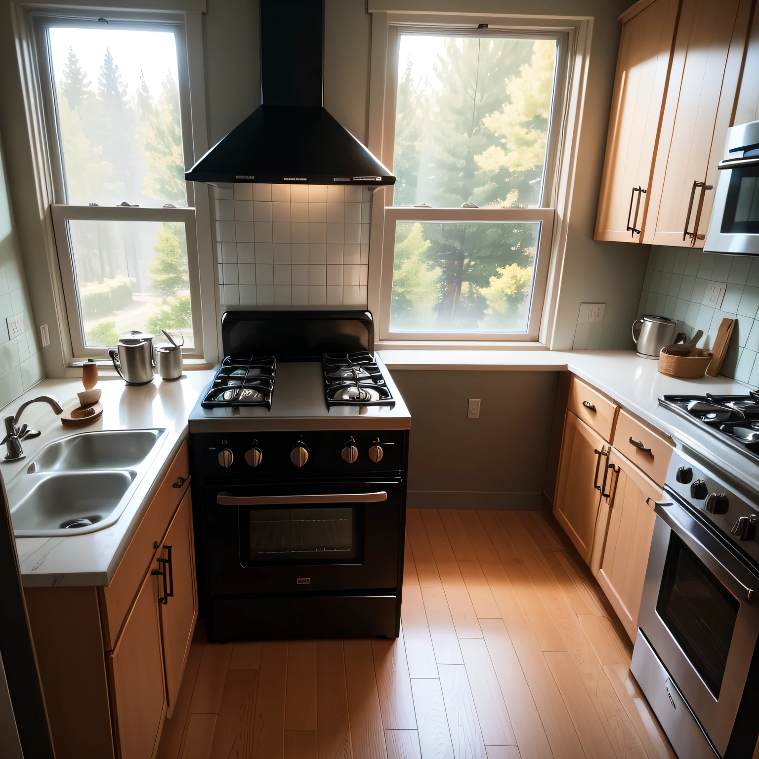 Window behind stove with PREPARATION