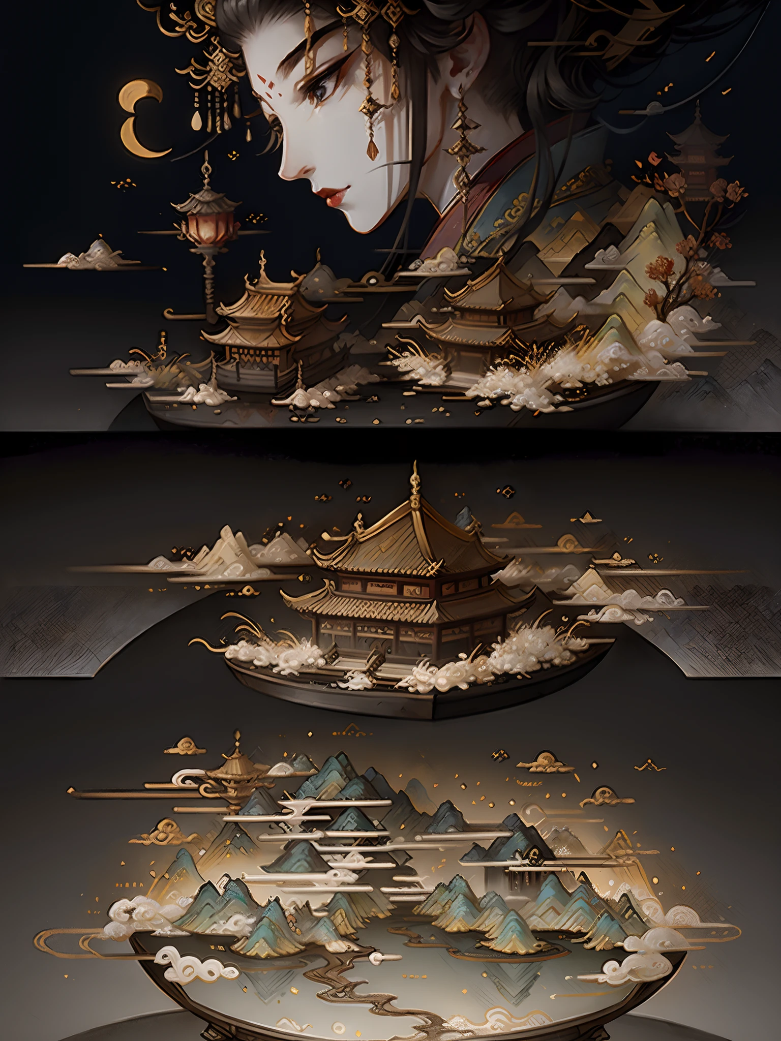 3D white relief,Crafted with meticulous precision,White ivory carving,Chinese illustration on white background,downy,Traditional Chinese style,Oriental landscape painting,Multidimensional paper fog on crafts,Chinese style buildings,super wide angle view,dreammy,8K,𝓡𝓸𝓶𝓪𝓷𝓽𝓲𝓬,A high resolution,8K,(white colors:1.3)drak
