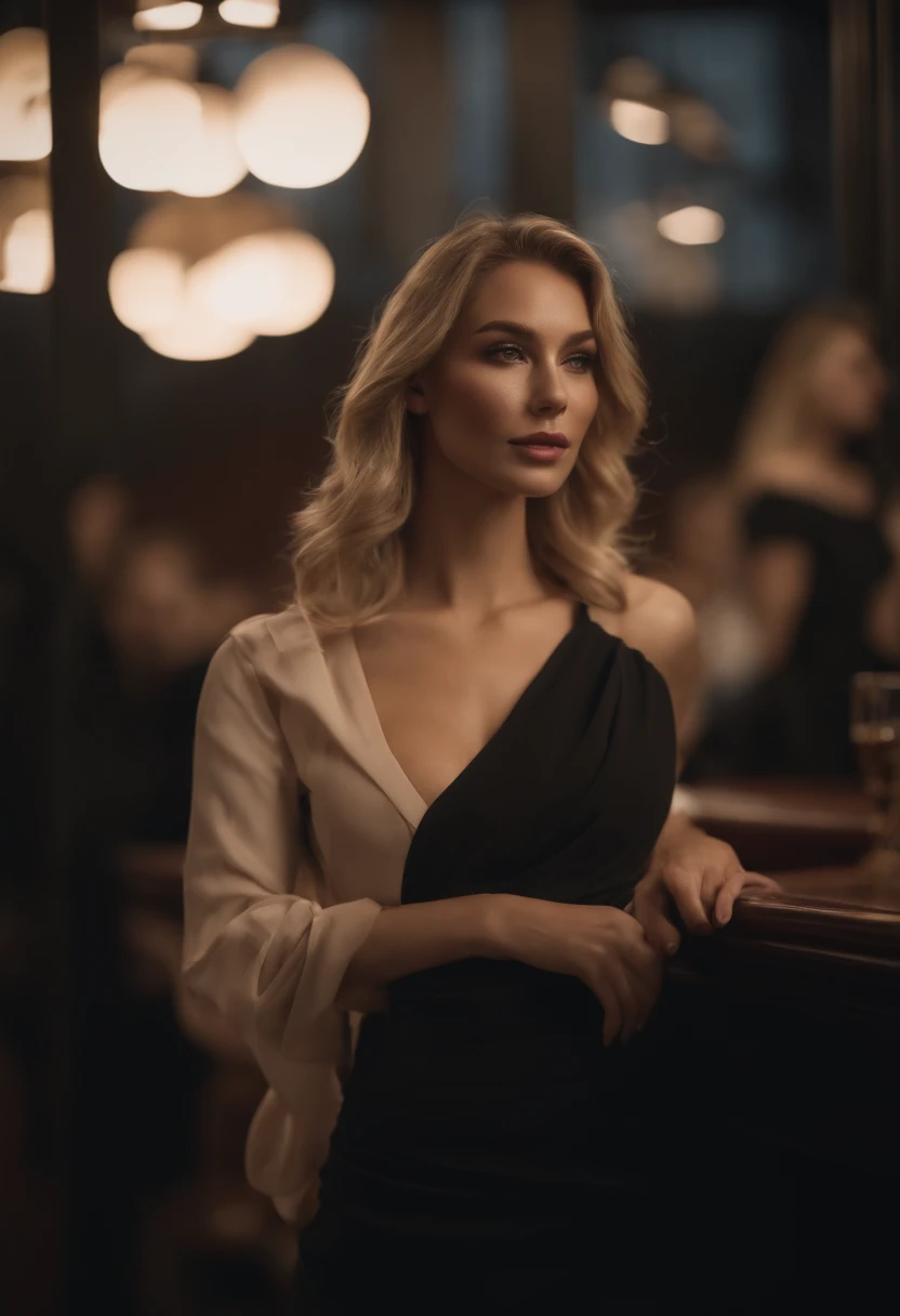 Professionell, (4k-Foto:1.1) bis (Jeremy Lipking:0.3), (Dittmann Anna:0.3), (Arian Mark:0.3), (Scharfer Fokus:1.3), Hohe Detailgenauigkeit, tragend (Lowcut-Hemd:1.2), beautiful detailed face, Haselnussbraune Augen, lange blonde Haare, (attraktive junge frau:1.3), (seductive:1.1), (flush:1.1), Hourglass Body Shape, Size, runde, naughty breasts, wide hip, im Hintergrund Stadt, ein Buch in der Hand