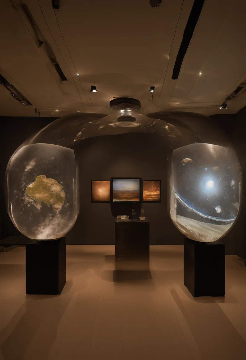 (museum,museums),(small),(technological),(exhibition,exhibitions),(astronomy),(interactive displays),(innovative technology),(educational),(futuristic),(galaxies),(planets),(stars),(space exploration),(virtual reality),(real-time simulations),(immersive experience),(augmented reality),(cutting-edge),(informative),(engaging),(informative),(multimedia presentations),(visually stunning),(touchscreen panels),(informative captions),(interactive learning),(detailed models),(state-of-the-art),(audio guides),(innovative exhibits),(sensor-based installations),(projected displays),(digital art installations),(modern),(sleek design),(ambient lighting),(fascinating),(scientific discoveries),(multisensory experience),(astrophysics research),(high-resolution images),(virtual tours),(astronauts),(space missions)