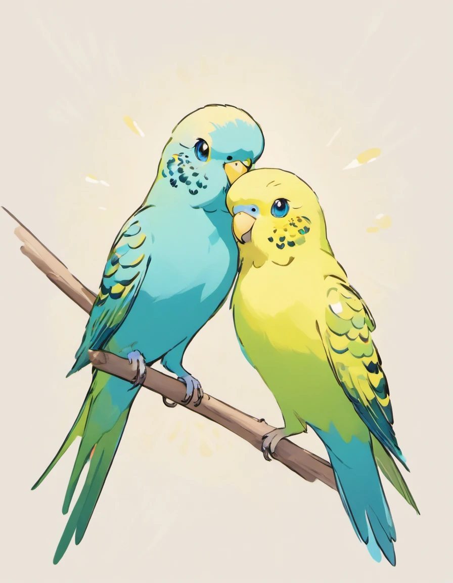 In this captivating illustration, budgerigar, Affectionately「budgerigar」Known as,'Sets the central stage for the unmistakable artistic style of Pokémon artist Sowsow. The petite form of the budgie is elegantly expressed, Pretty yet charismatic presence. Against a pristine white background, The bright plumage of the bird becomes the focal point, Stunning bursts of color that contrast beautifully with a pure white canvas.

The slender body of a budgie、Decorated with a fascinating combination of blue feathers, Evoke cheerfulness and vitality. These feathers are meticulously detailed, Subtle highlights that give depth and dimension to delicate feathers. The small paws of a budgerigar grab a miniature wooden perch, adding a touch of authenticity to the scene.

Its petite head is decorated with a lively pair, Curious eyes that radiate intelligence and curiosity. beaks, Best for cracking seeds, Finely rendered with hints of playful tilt. Small crest of the bird, Often brought up in moments of excitement, Adds to its adorable charm.

In this captivating illustration, Sousou's artistry is、As well as the impressive appearance of budgies、It also captures its vibrant spirit. Against a pristine white background, Bright colors of birds pop, For art lovers and fellow admirers of these charming birds、It has become a fun and captivating subject. It celebrates the beauty and charm of budgies, Skillfully brought to life in the distinctive style of Pokémon artist Sowsow, extremely high details