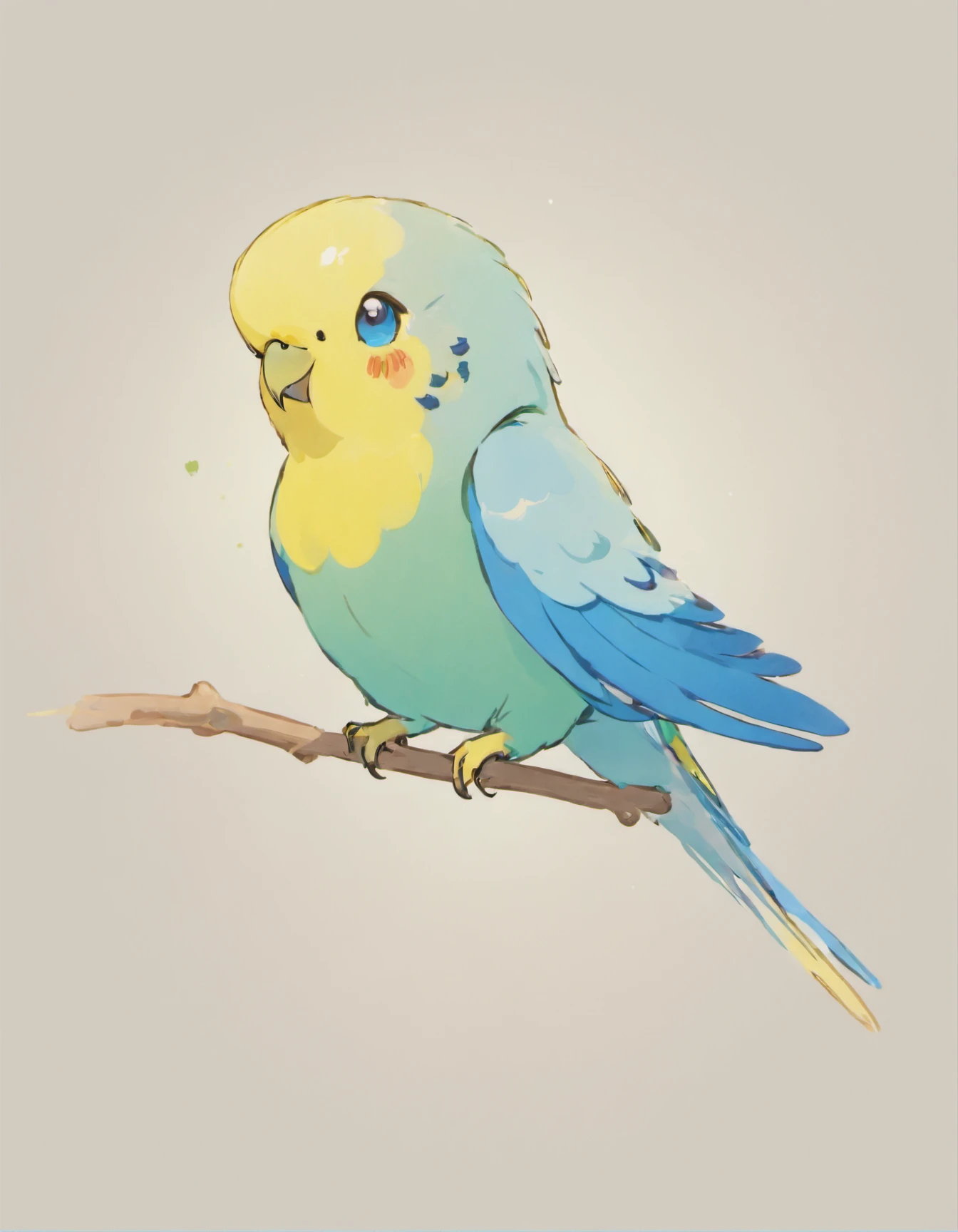 In this captivating illustration, budgerigar, Affectionately「budgerigar」Known as,'Sets the central stage for the unmistakable artistic style of Pokémon artist Sowsow. The petite form of the budgie is elegantly expressed, Pretty yet charismatic presence. Against a pristine white background, The bright plumage of the bird becomes the focal point, Stunning bursts of color that contrast beautifully with a pure white canvas.

The slender body of a budgie、Decorated with a fascinating combination of blue feathers, Evoke cheerfulness and vitality. These feathers are meticulously detailed, Subtle highlights that give depth and dimension to delicate feathers. The small paws of a budgerigar grab a miniature wooden perch, adding a touch of authenticity to the scene.

Its petite head is decorated with a lively pair, Curious eyes that radiate intelligence and curiosity. beaks, Best for cracking seeds, Finely rendered with hints of playful tilt. Small crest of the bird, Often brought up in moments of excitement, Adds to its adorable charm.

In this captivating illustration, Sousou's artistry is、As well as the impressive appearance of budgies、It also captures its vibrant spirit. Against a pristine white background, Bright colors of birds pop, For art lovers and fellow admirers of these charming birds、It has become a fun and captivating subject. It celebrates the beauty and charm of budgies, Skillfully brought to life in the distinctive style of Pokémon artist Sowsow, extremely high details