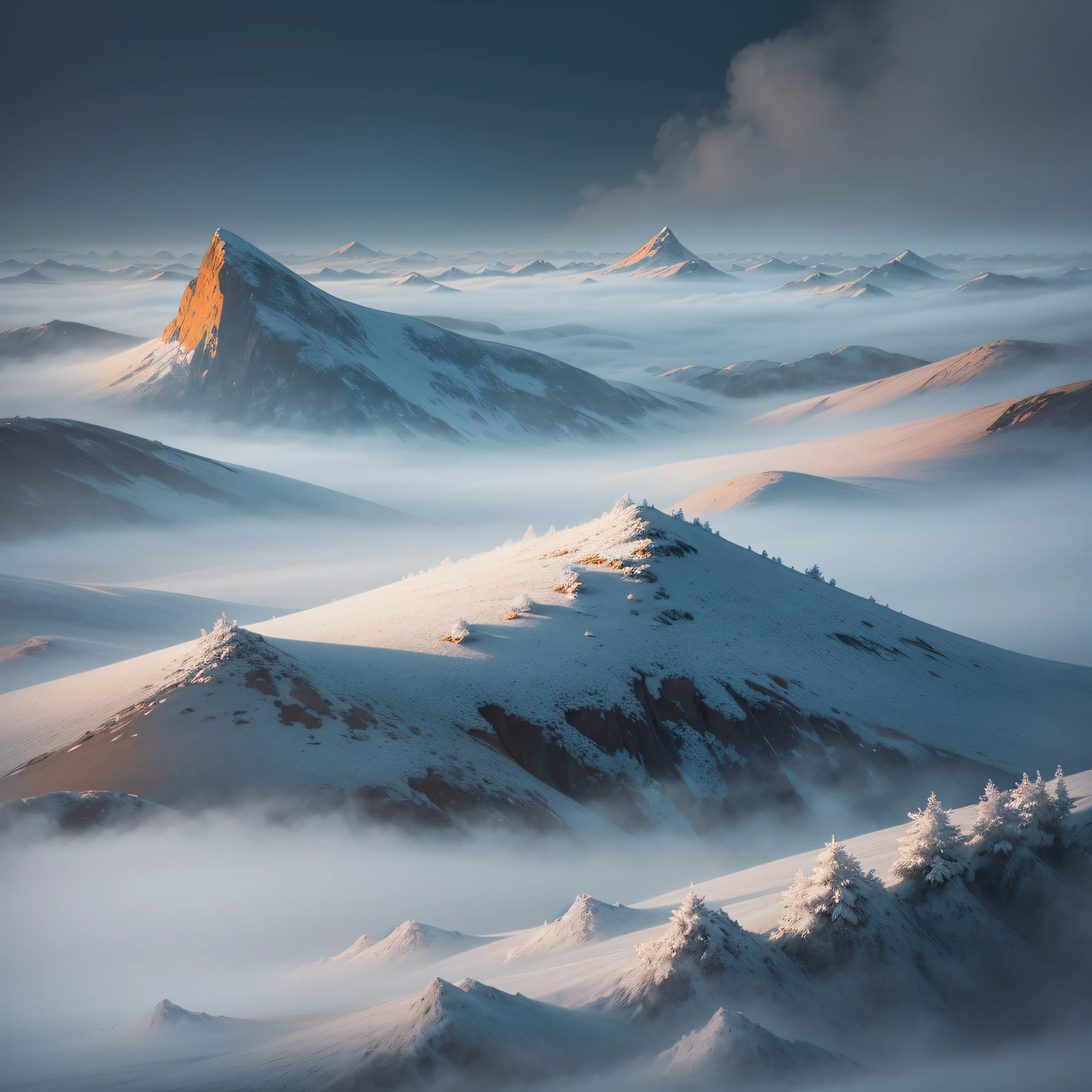 Foggy Frost:
When a layer of frost creates a delicate veil over the landscape, especially when paired with a light fog, resulting in an otherworldly, mysterious atmosphere.