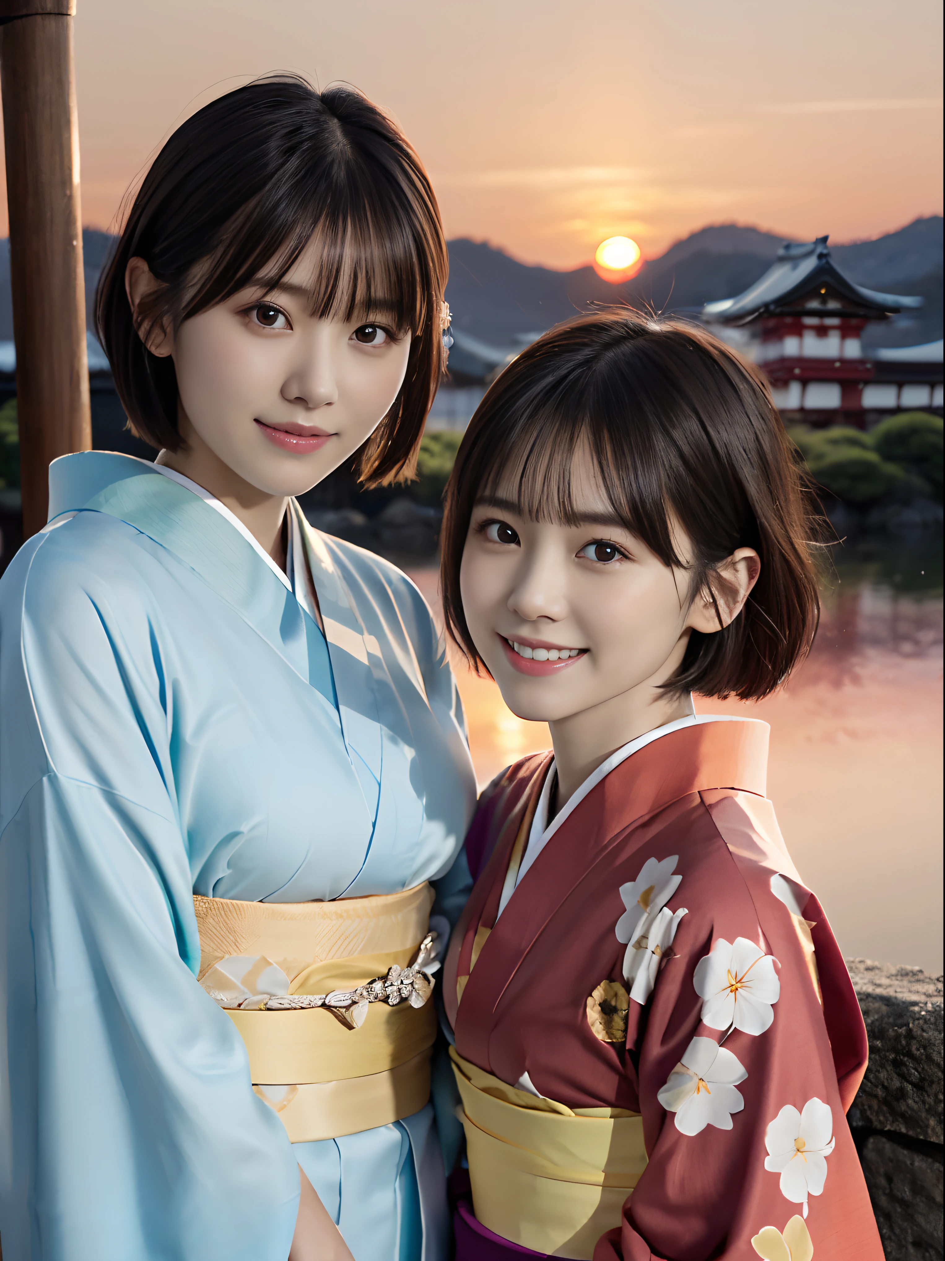 Japan young girl, wearing blue kimono