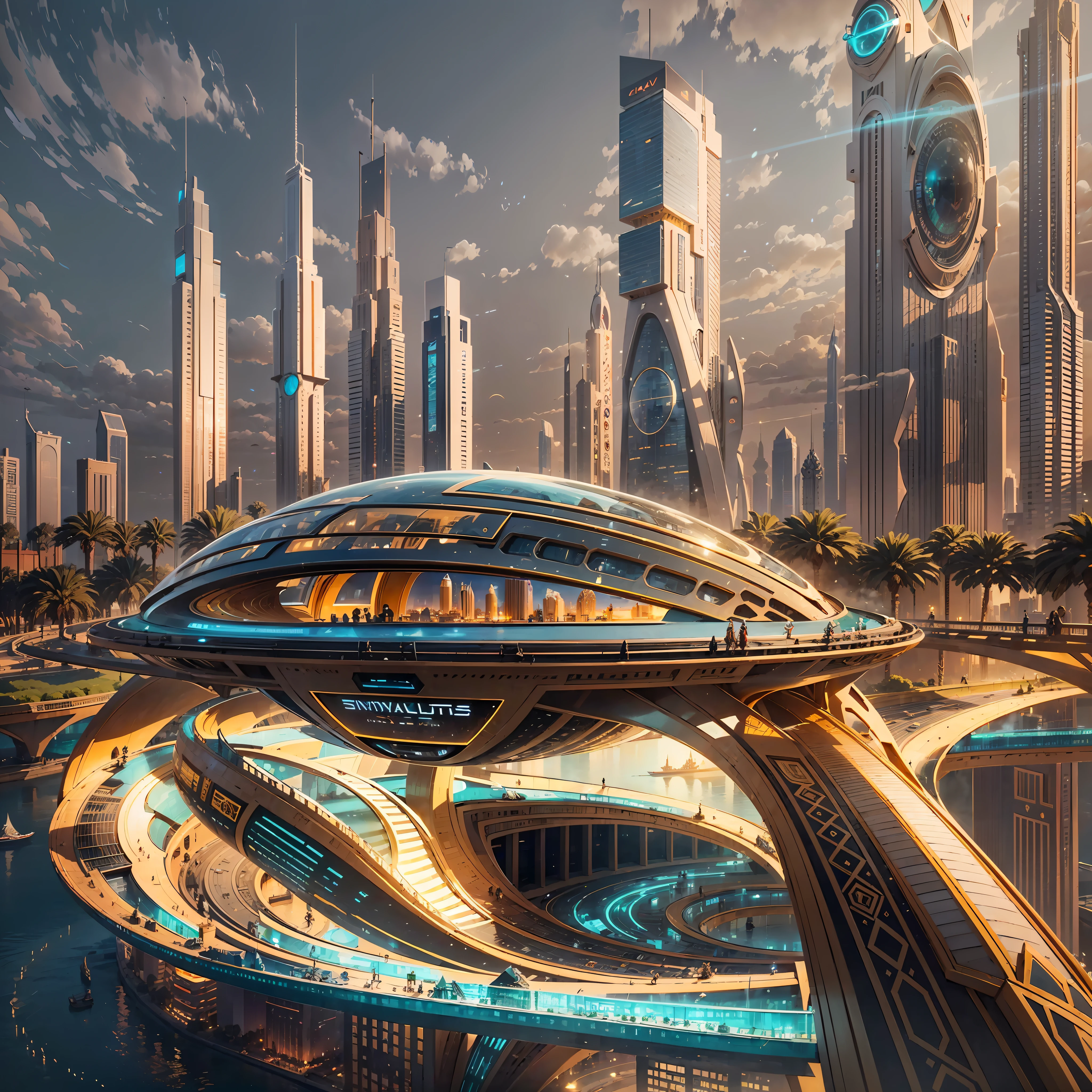 Enter a fascinating vision of the future through captivating futuristic imagery of the city of Dubai. The towering giant skyscraper is decorated with gold ornaments and a smooth glass curtain wall,pierce the sky, The vibrant lights of the city that never sleeps. In the midst of a bustling cityscape, An iconic giant pyramid-style high-tech building, Its architectural marvels are enhanced in a futuristic style. When the hovercar glides easily through the air,The city is full of life,Full of life。,Full of life。,Full of life。,Full of life。,Full of life。,Full of life。,Full of life。,Full of wealth。,Full of luxury。,Full of technology。。, State-of-the-art technology blends seamlessly with traditional Arabian luxury urban structures. This stunning work of art, Wearing a luxurious Arabian burqa,Arab beauty masked with gold veil,Standing on Balcony,Watch as magnificent cities use Pixai to bring powerful AI models to life, Show the limitless creativity and possibilities of our imagination. Experience the future of the cityscape at Pixai,Immerse yourself in a visionary world of art