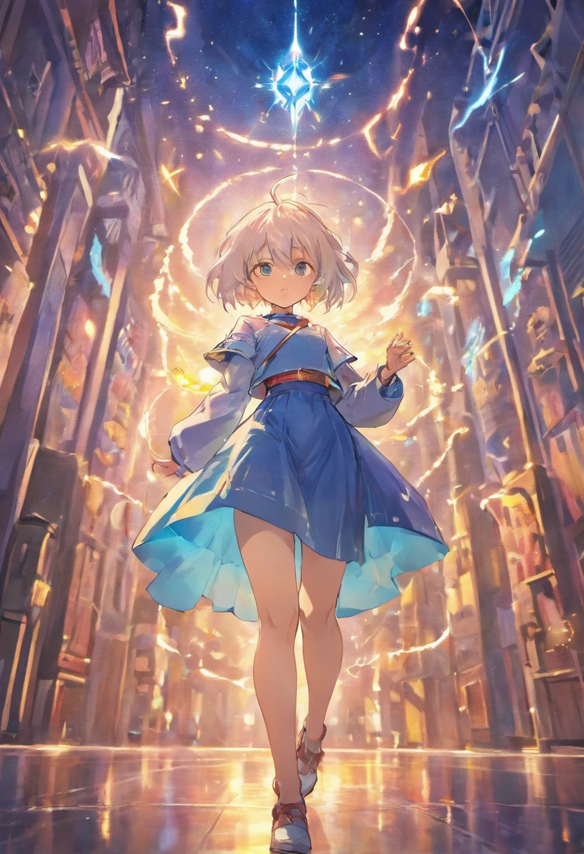 femele、Sorcerer、skirt by the、chies、Light shines in、short-hair、white hair、buttle、doress、beauty legs、bare-legged、dual