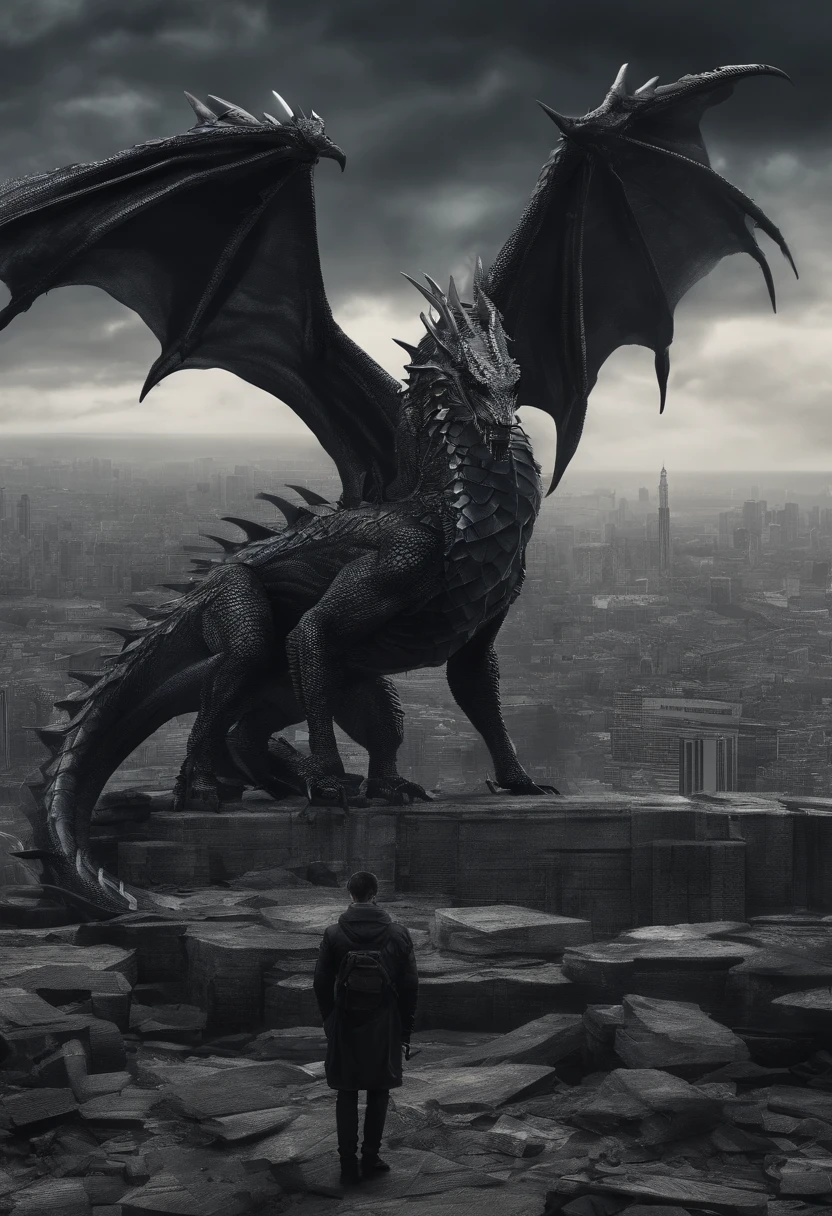 Dark Dragon of geo data in the style of detailed hyperrealism photoshoot