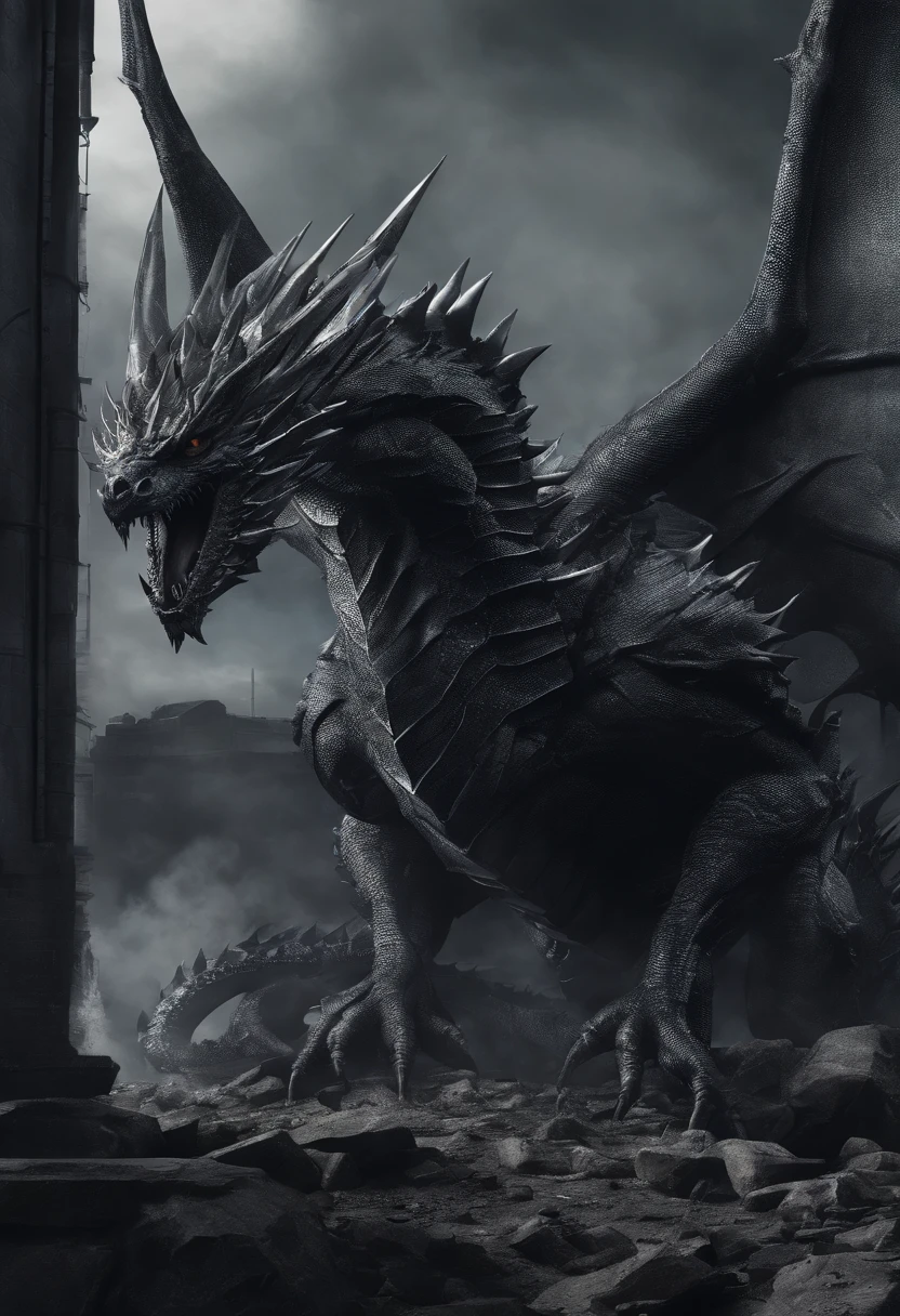 Dark Dragon of geo data in the style of detailed hyperrealism photoshoot