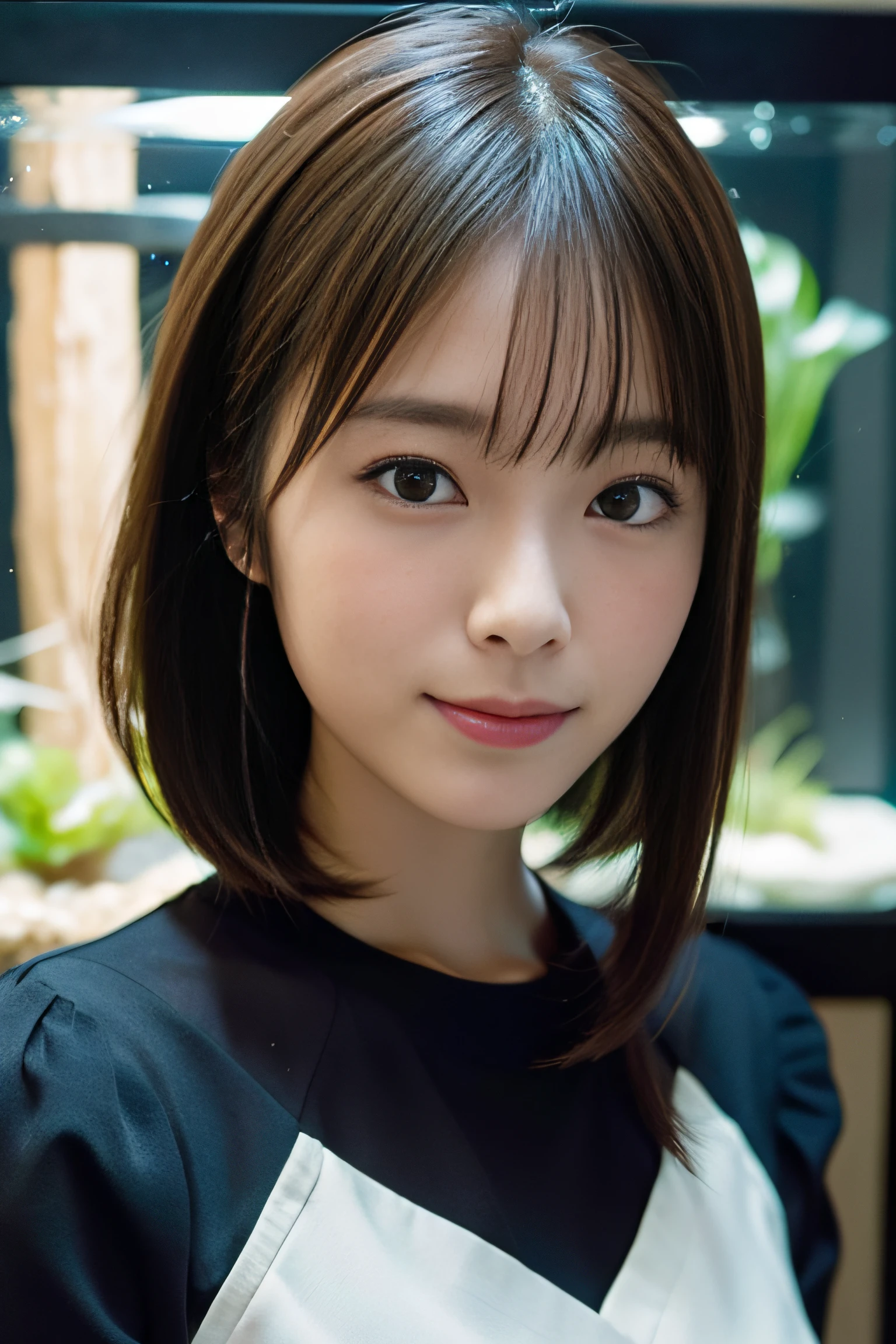 masterpiece,best quality,(Japanese ),((Beautiful girl)),cleavage,indoor,(perfect body beauty:1.2),(shy smile),beautiful teeth,
