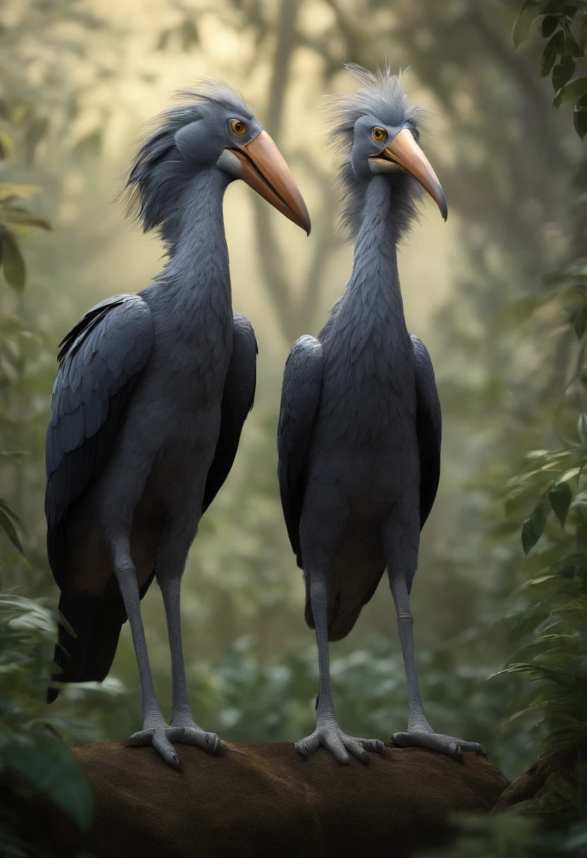 shoebill、Two-headed body、animesque、Pixar Wind、3D