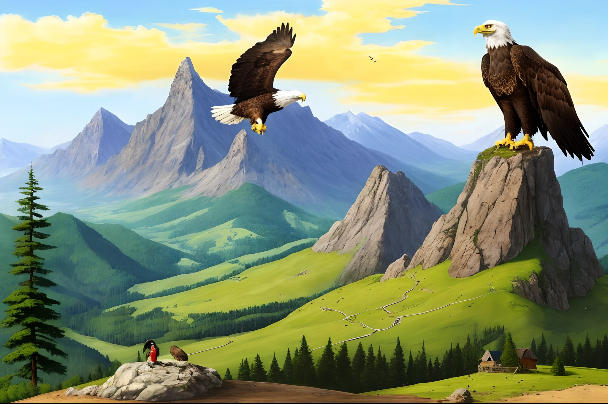 A mountain with an eagle