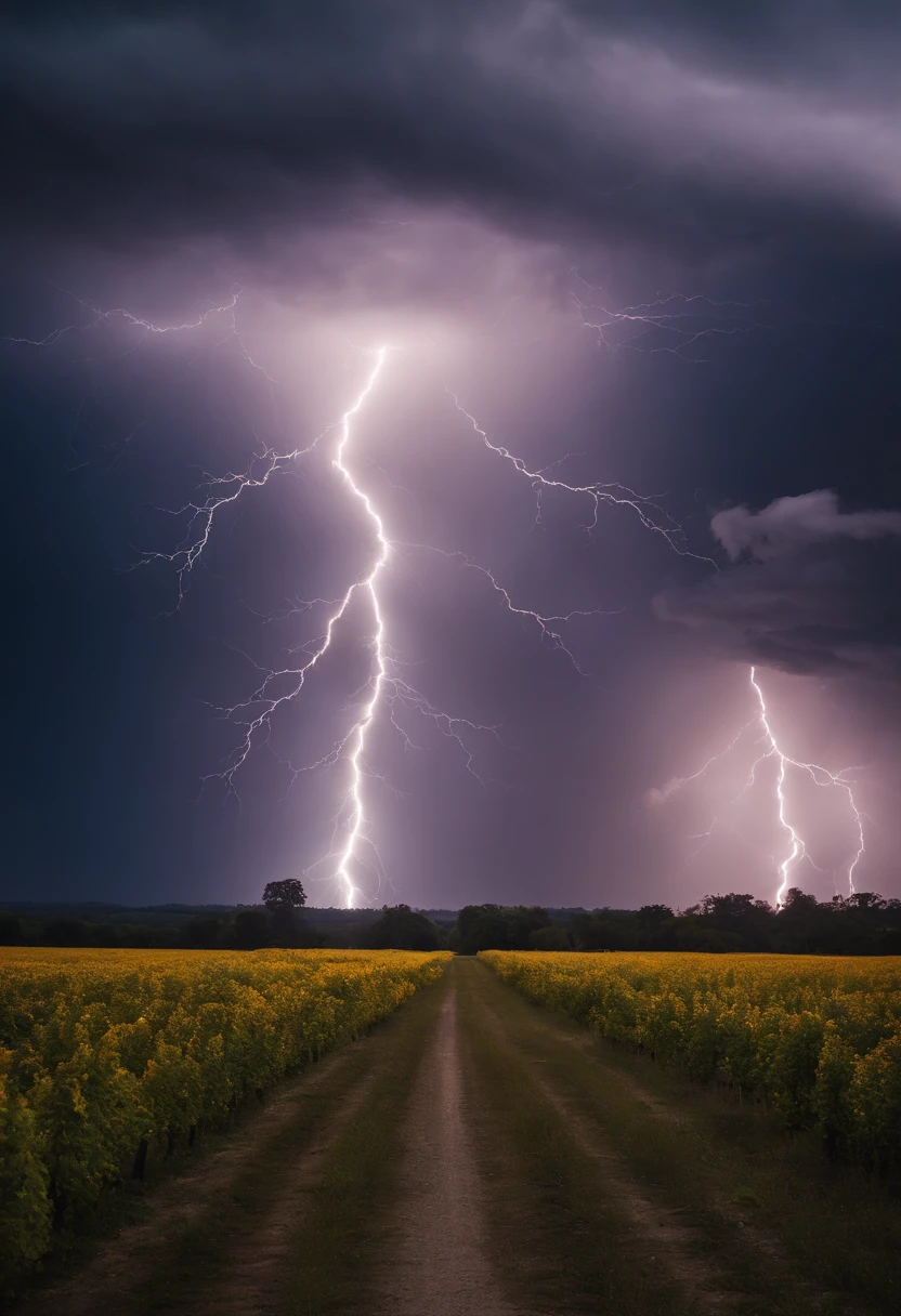 Intense yellow lightning,Chopping from all sides,Gather together