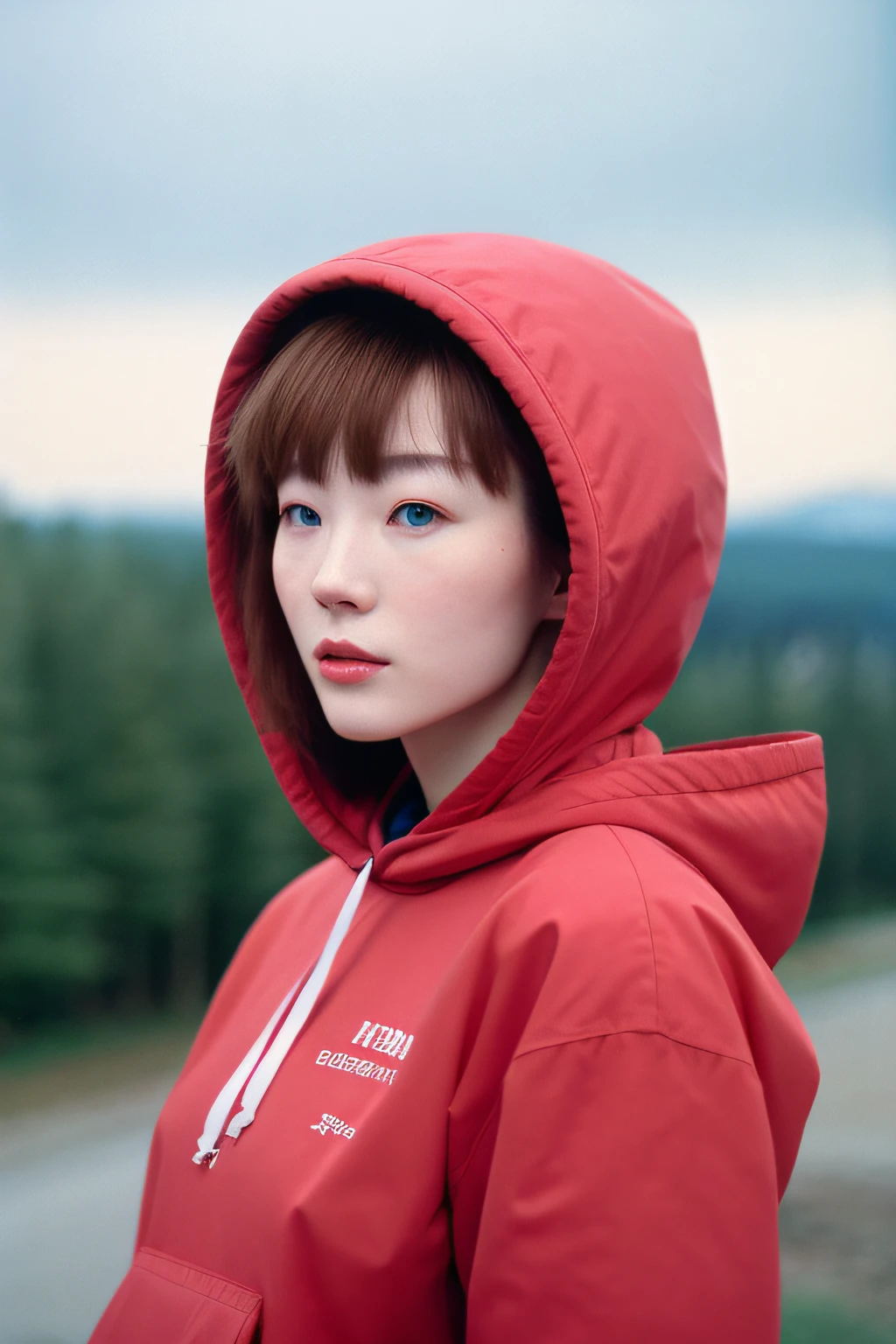 Beautiful Russian university student、Wearing a hoodie、sideways Facing、Looking into the distance、Holy Color Festival、portlate、Ultra-detailed POV、Lie Jeffries、Nikon D850、film stock photograph、4 Kodak Portra 400、Camera F1.6 lens、richly colored、A hyper-realistic、lifelike textures、Dramatic lighting、cinestill 800、AI
