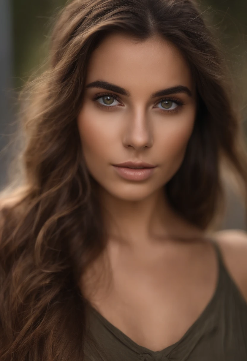 Femmes totalement , Hispanique fille sexy aux yeux bruns, A hyper-realistic, Meticulously detailed, , cheveux bruns et yeux, selfie of a young woman, yeux verts, sans maquillage, maquillage naturel, looking straight at camera, Visage avec Artgram, Maquillage subtil, Superbe photo du corps entier