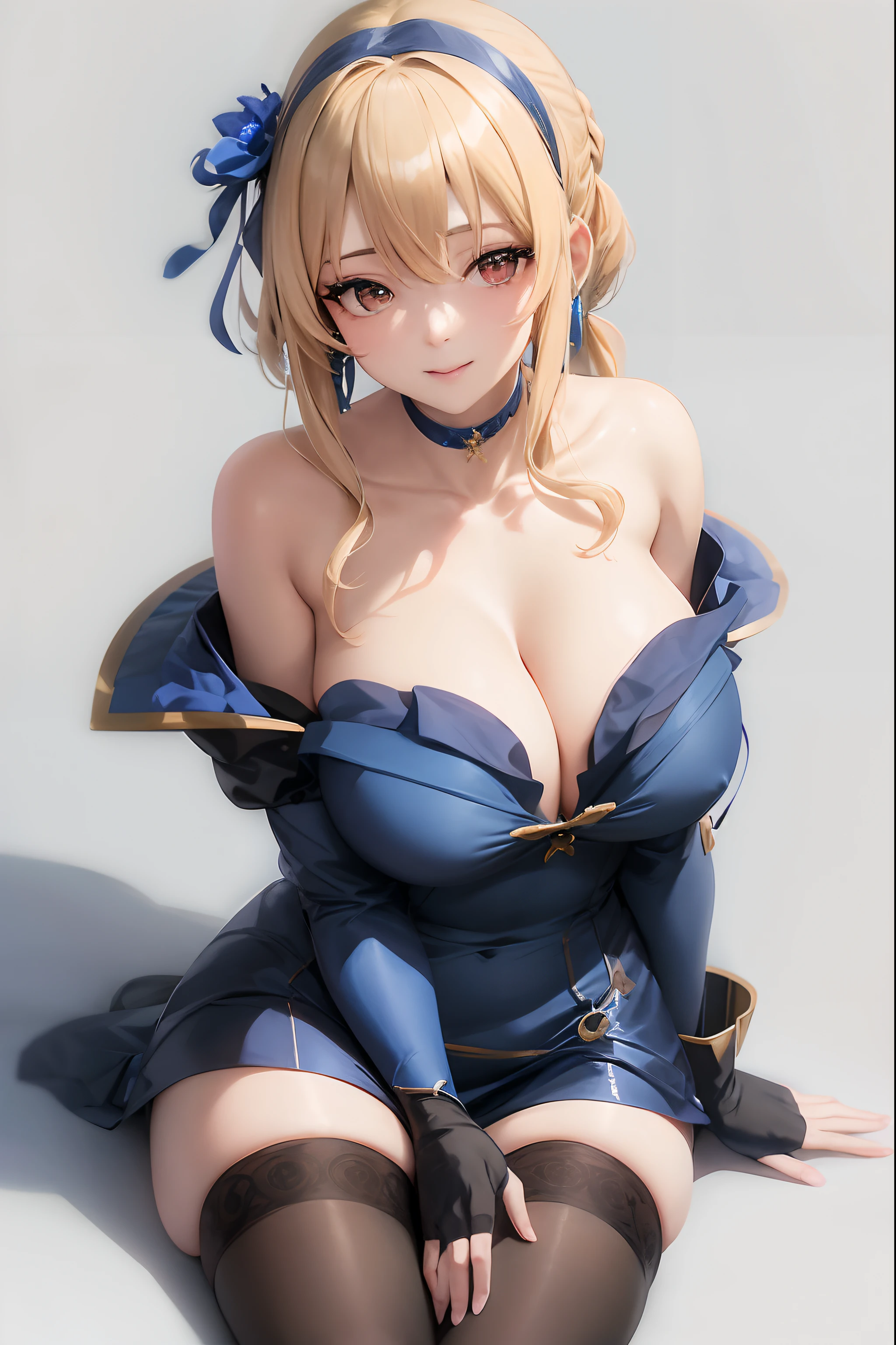 Anime - Imagen de estilo de una mujer con un vestido azul sentada en el suelo, seductora chica de anime, Loli en vestido, 8k octae render foto, Lindo anime waifu en un bonito vestido, Render fotorrealista de Anime Girl, small curvy loli, pixiv 3dcg, Diosa del anime, Anime CG arte suave, Artoria pendragon, Pechos cubiertos y SFW