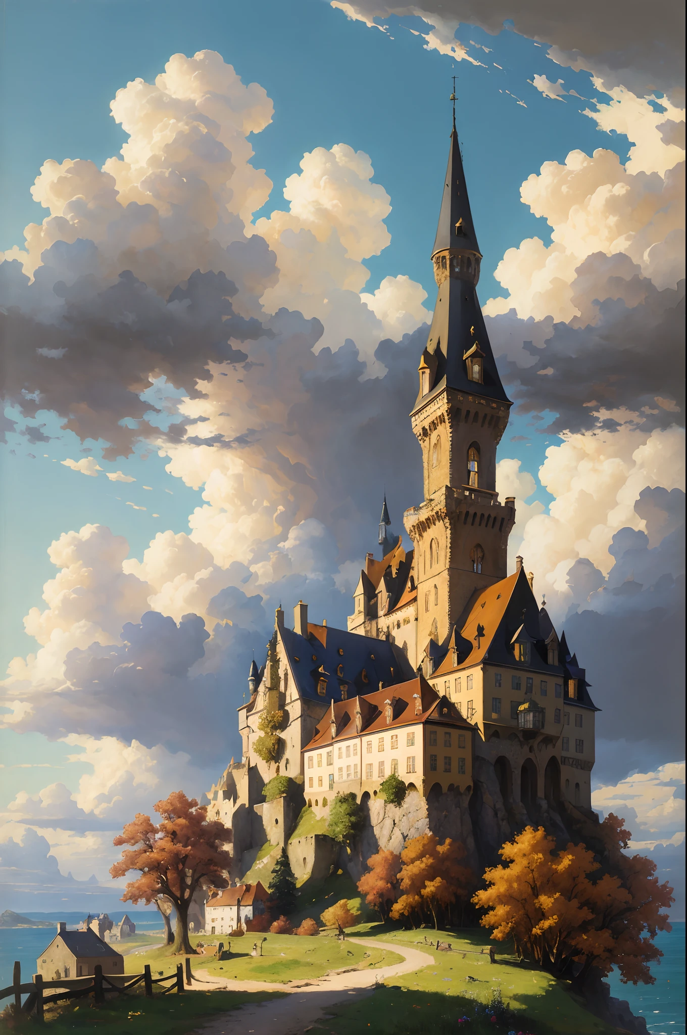 dreamlikeart absurdres highres masterpiece best quality
Alois Arnegger Antoine Blanchard
town castle forest sea sky clouds