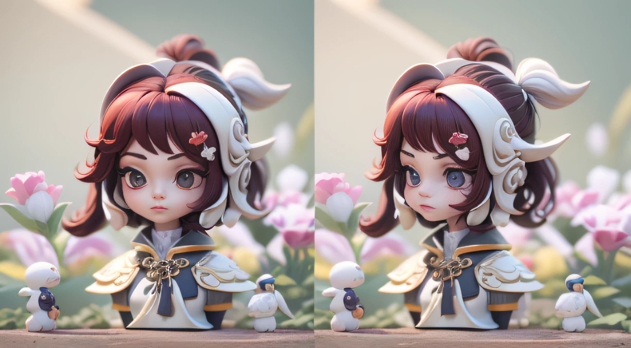 Burgundy comic storyboard style，Taoist fairy，Huangshan people，Delicate burgundy hair，Arm carving，Burgundy hair is everywhere，Delicate gradient shoes，Eye portrayal，Delicate burgundy hair，Popmart blind box，Clay texture，Treading on the ground，Black and white background，natural  lightting，Best quality at best，Hyper-detailing，arte 3D，C4D, OC renderer, a 3D render, 8K，45 degree viewing angle，Multiple expressions，Contemplative，Pondering，doubt，Confused，Startled，expecting，Score animation