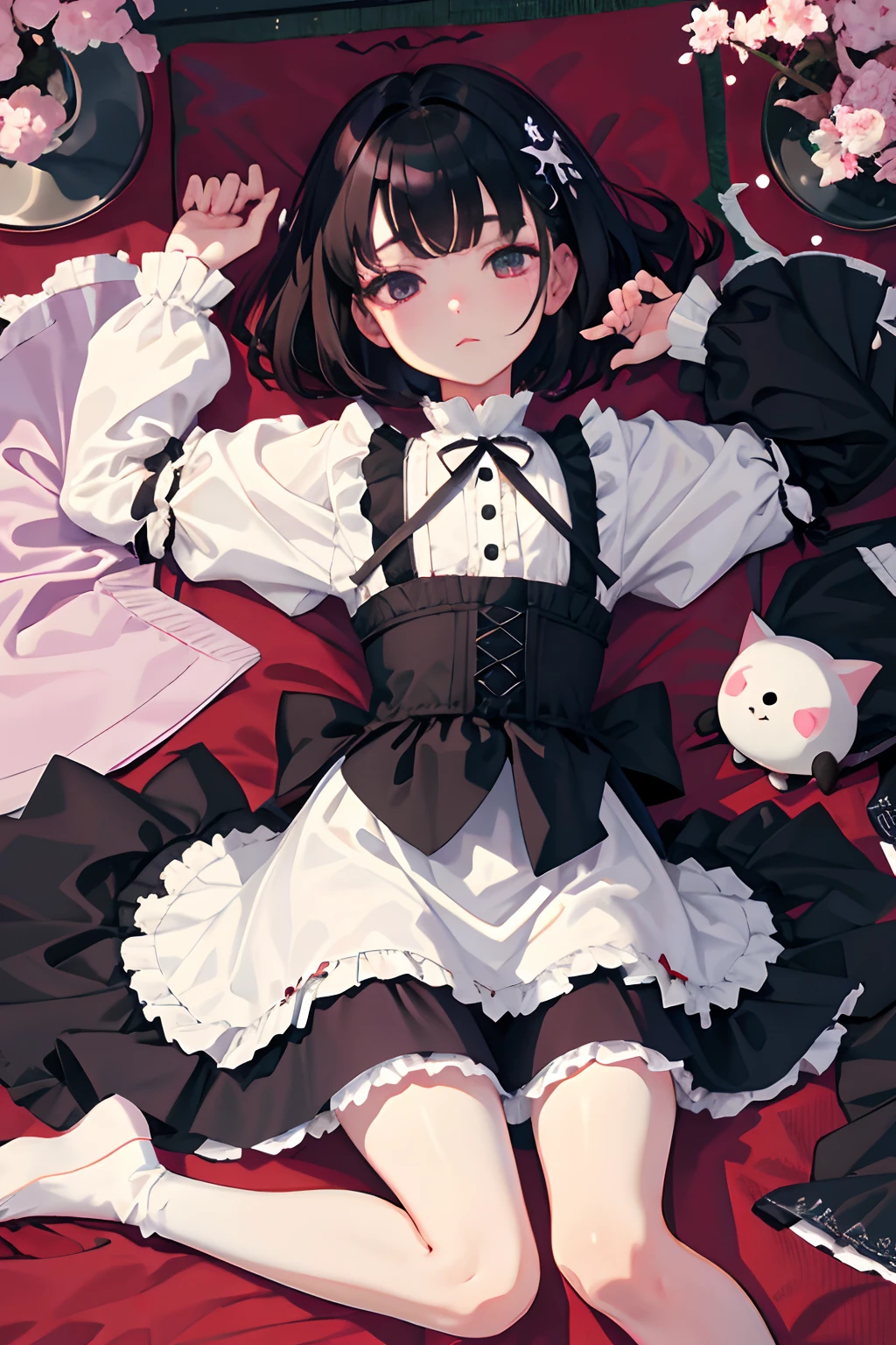 ，（​masterpiece，Highest Quality），Black Lolita Clothes，A dark-haired