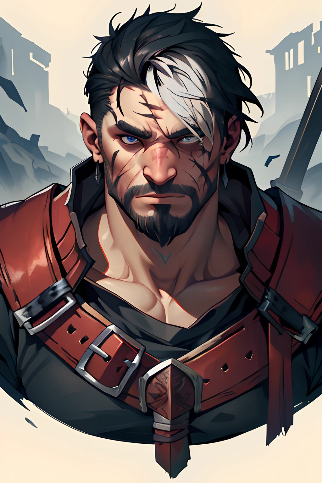 Viking Berserker. Scars in his face