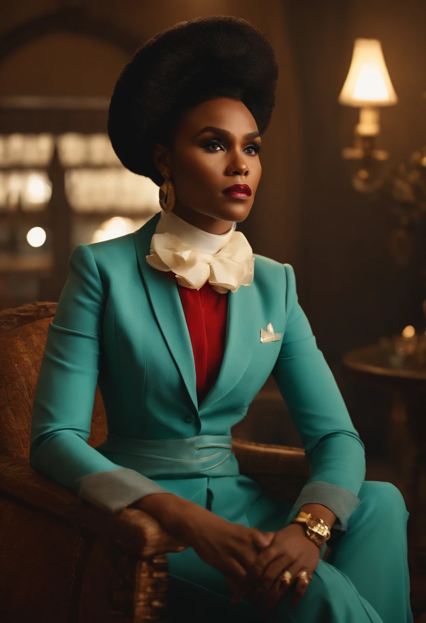 ACTRESS AND SINGER Janelle Monáe as Mary Jackson REALISTIC HD REALISTIC PHOTO LOOKS FULLY IN FRONT OF THE SCREEN WITH COSTUME WORN BY THE CHARACTER HIDDEN FUTURES