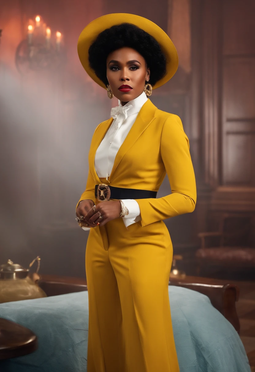 ACTRESS AND SINGER Janelle Monáe as Mary Jackson REALISTIC HD PHOTO LOOKS TOTALLY IN FRONT OF THE SCREEN WITH COSTUME WORN BY THE FUTURE HIDDEN CHARACTER