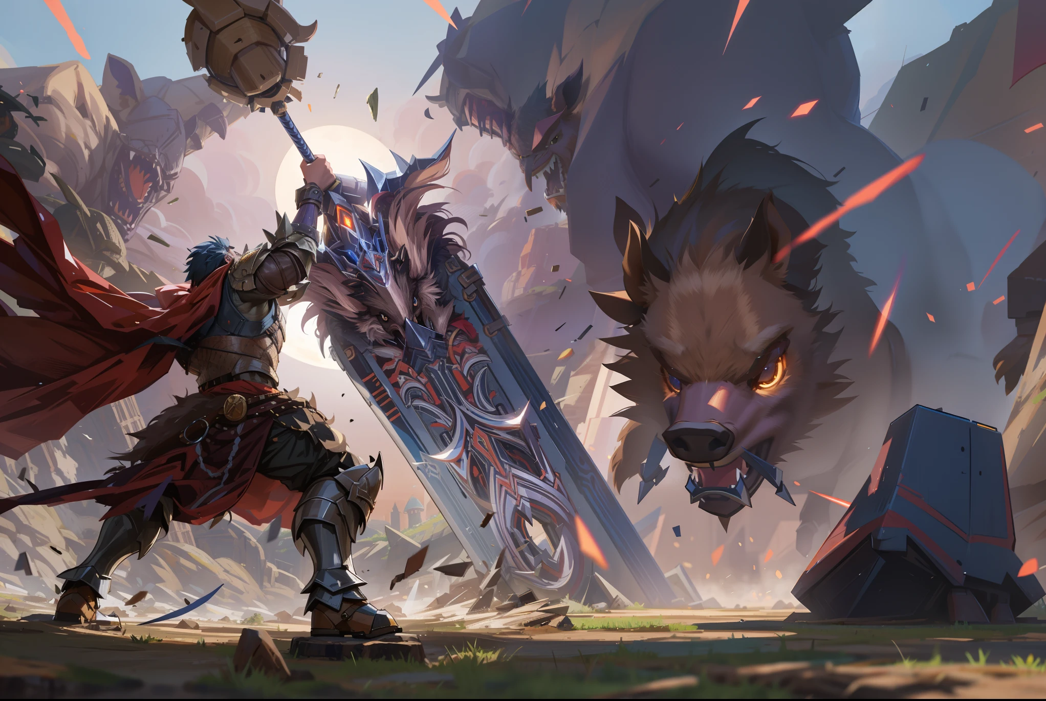 Giant boar enemy warrior.