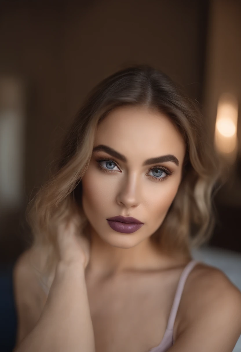 woman with matching tank top and panties, fille sexy aux yeux bleus, Portrait Sophie Mudd, Portrait de Corinna Kopf, cheveux blonds et grands yeux, selfie of a young woman, Les yeux dans la chambre, Violet Myers, ohne Maquillage, maquillage naturel, Look directly into the camera, Visage avec Artgram, dezentes Maquillage, Superbe photo du corps entier, dans la chambre, Fission, Frenchwoman