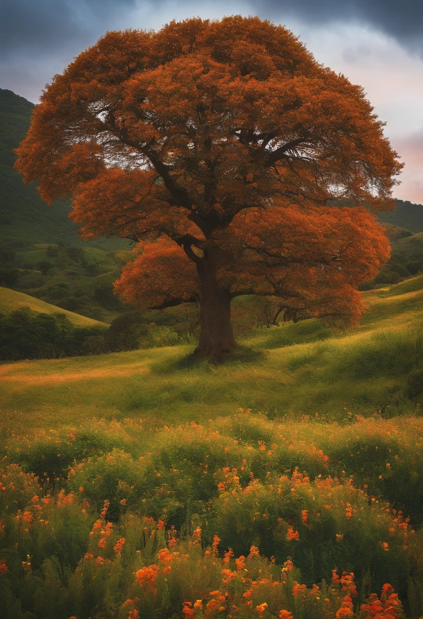 Campo, flores, highest qualityr, arbol