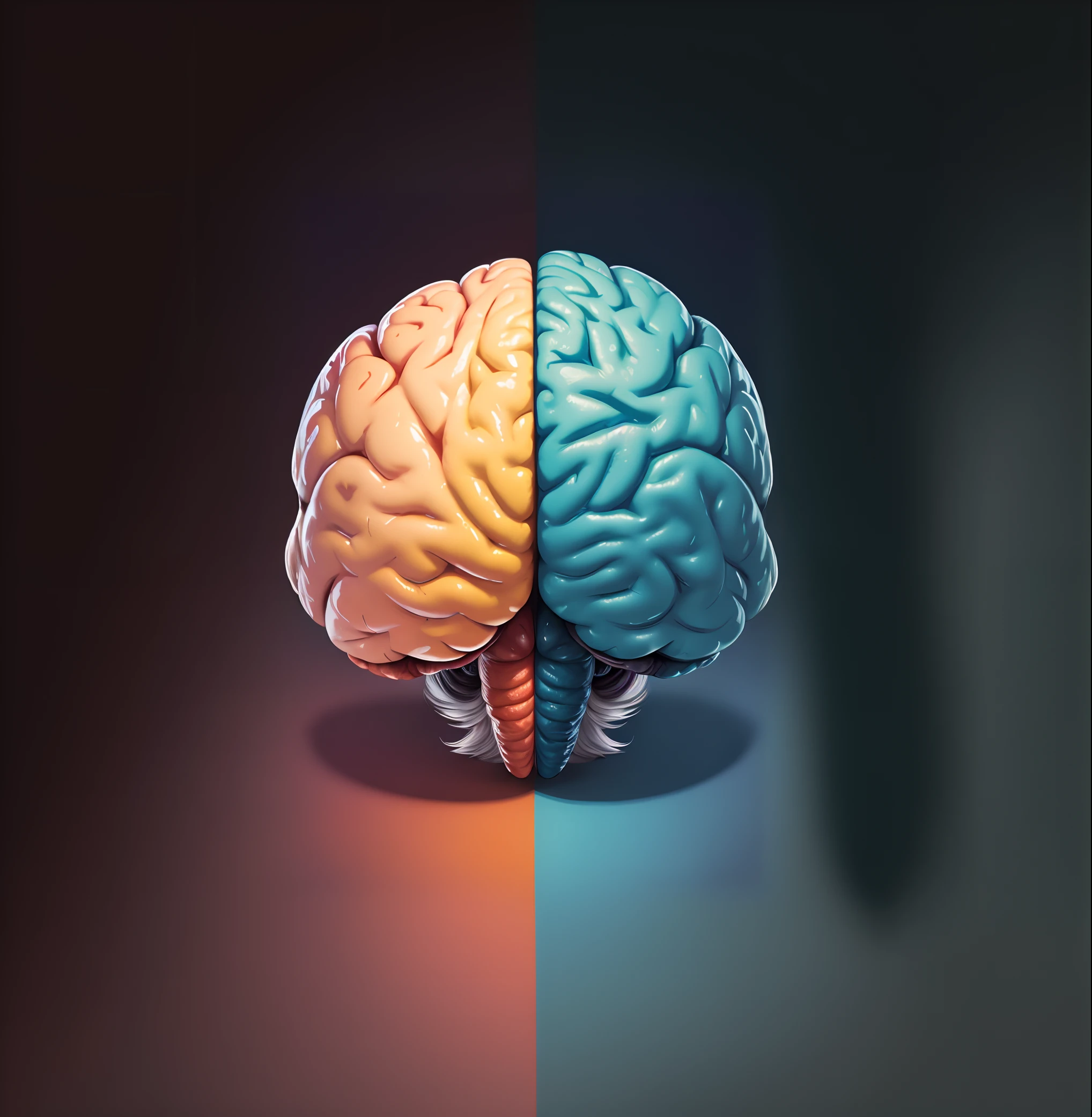 create a brain that shows the two divisions on each side of it