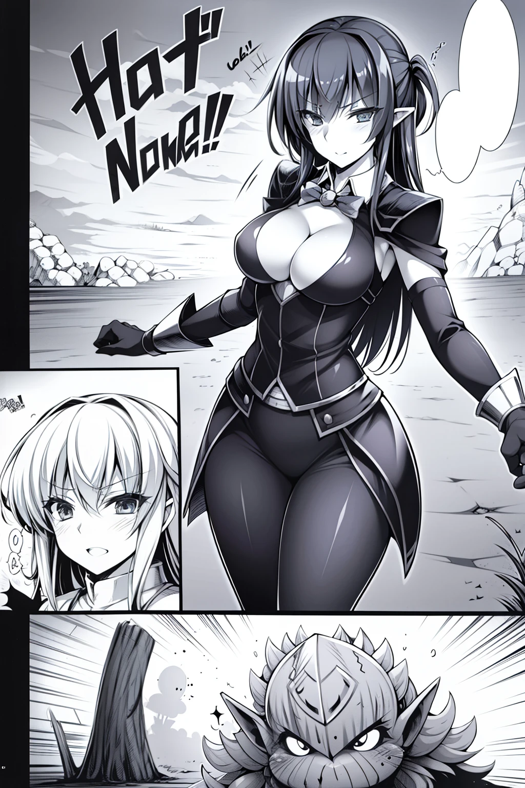 comic strip,Female magician,Knocked down by goblins
