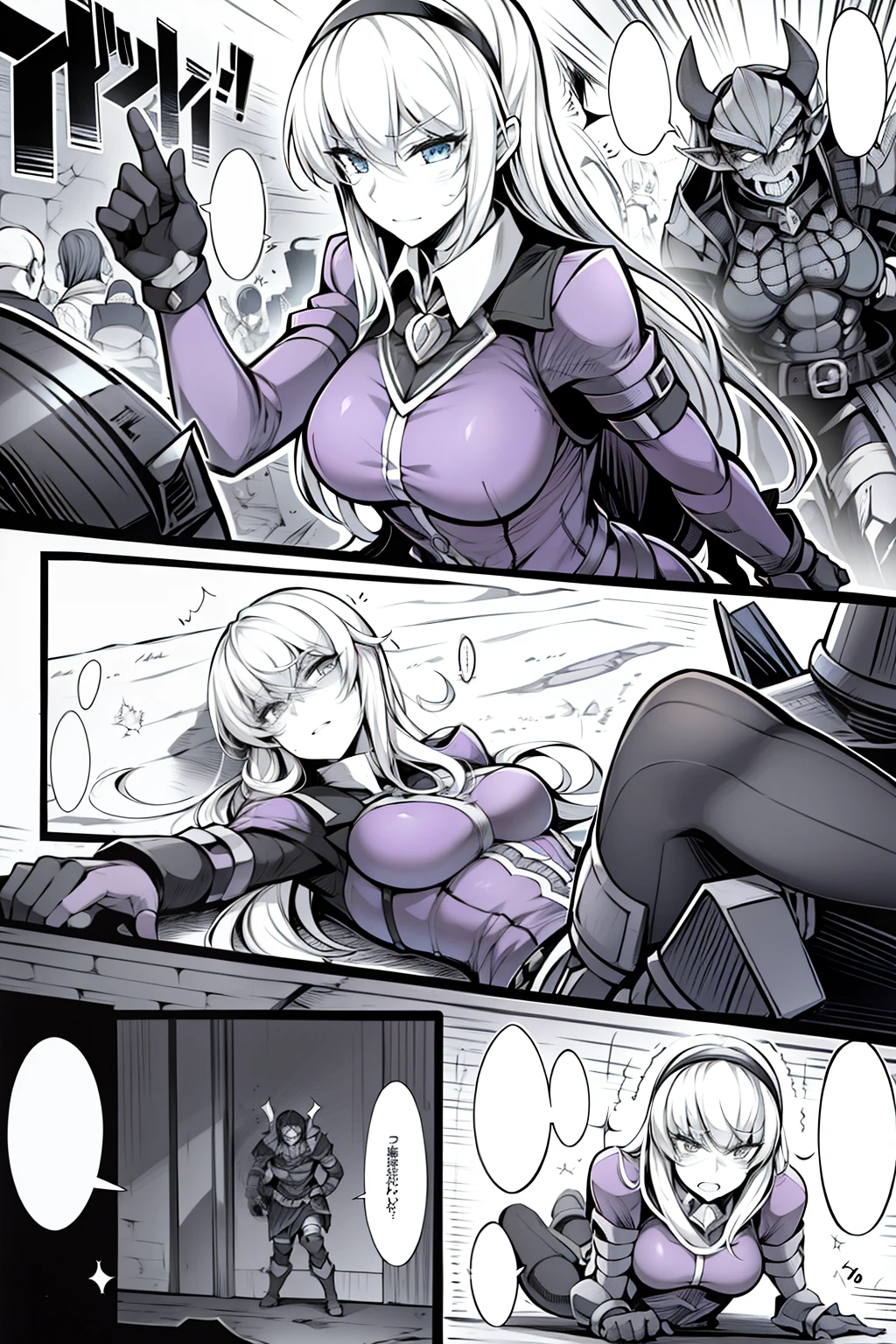 comic strip，Female magician，outside，jungles，alert