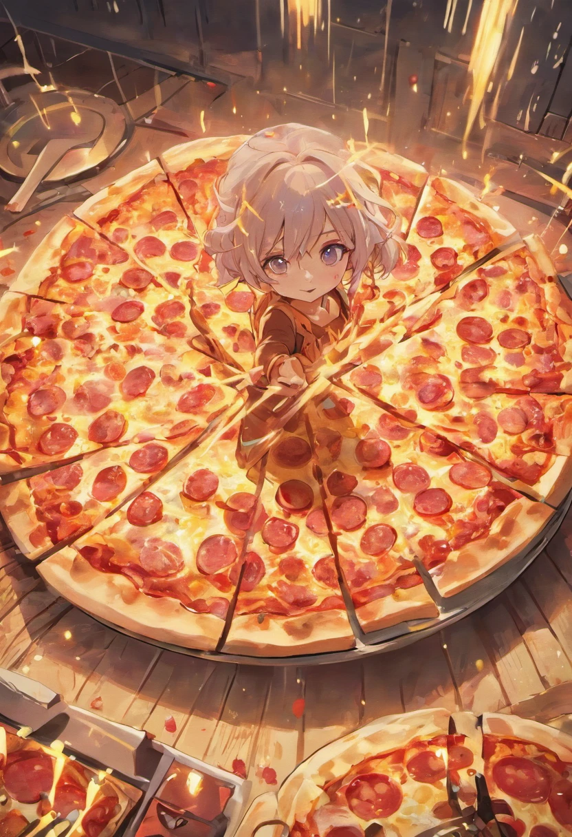 uma pizza de calabresa gloria studio, material de argila, estilo de design cartunesco, POP Mart, soft lighting, linhas suaves, Lentes Tilt-Shift, detailed science fiction illustrations, Detalhes hiper-realistas, cor quente