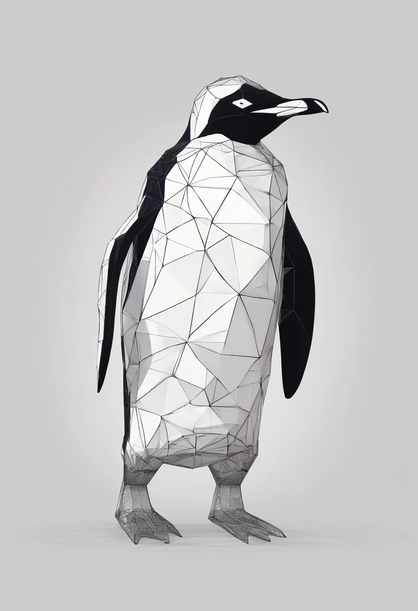 Snow king penguin,  Pencil and ink drawing, full color of highly detailed  by michelangelo
